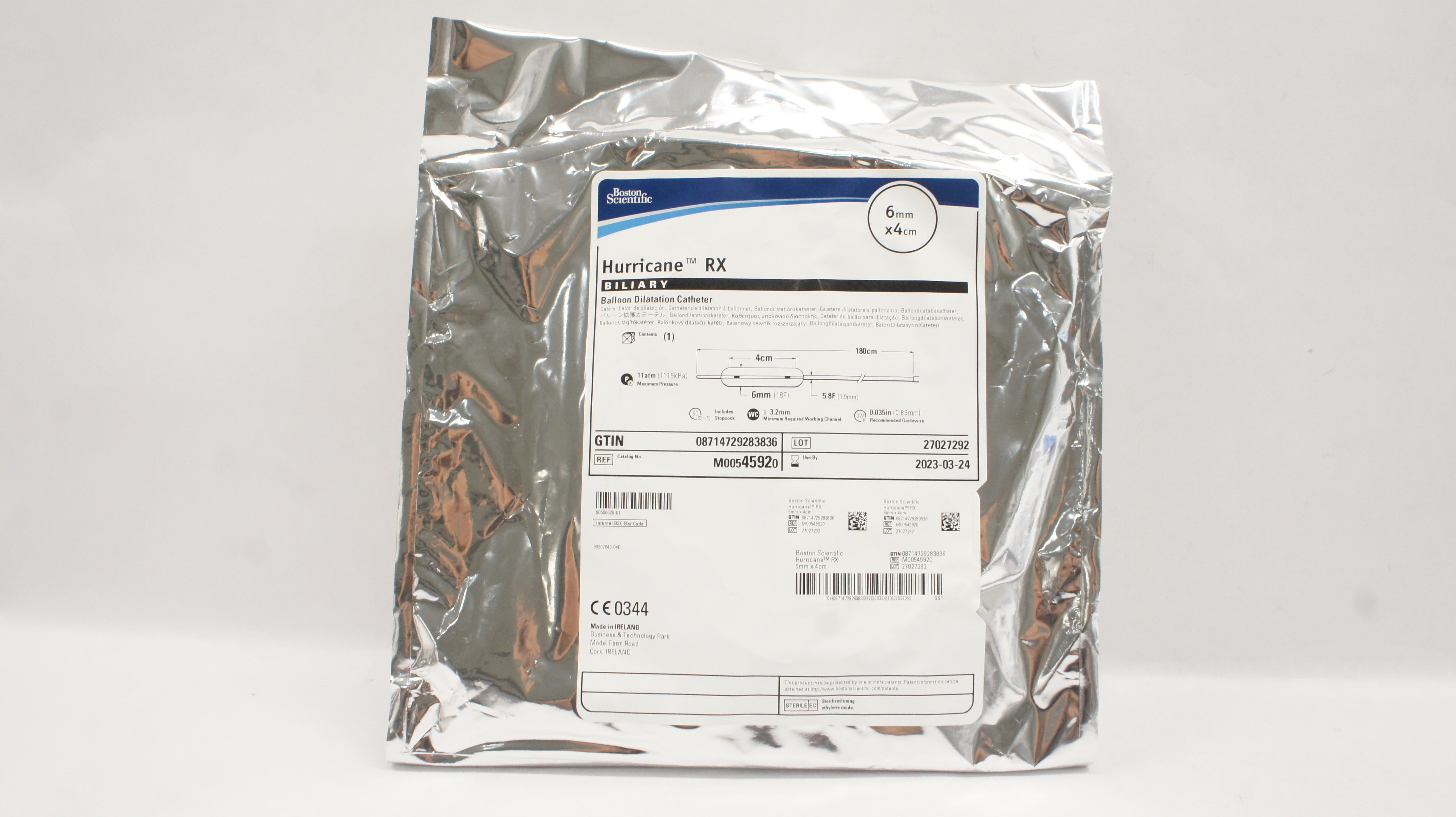 Boston Scientific 4592 Hurricane RX Balloon Dilatation Cath. 6mm x 4cm