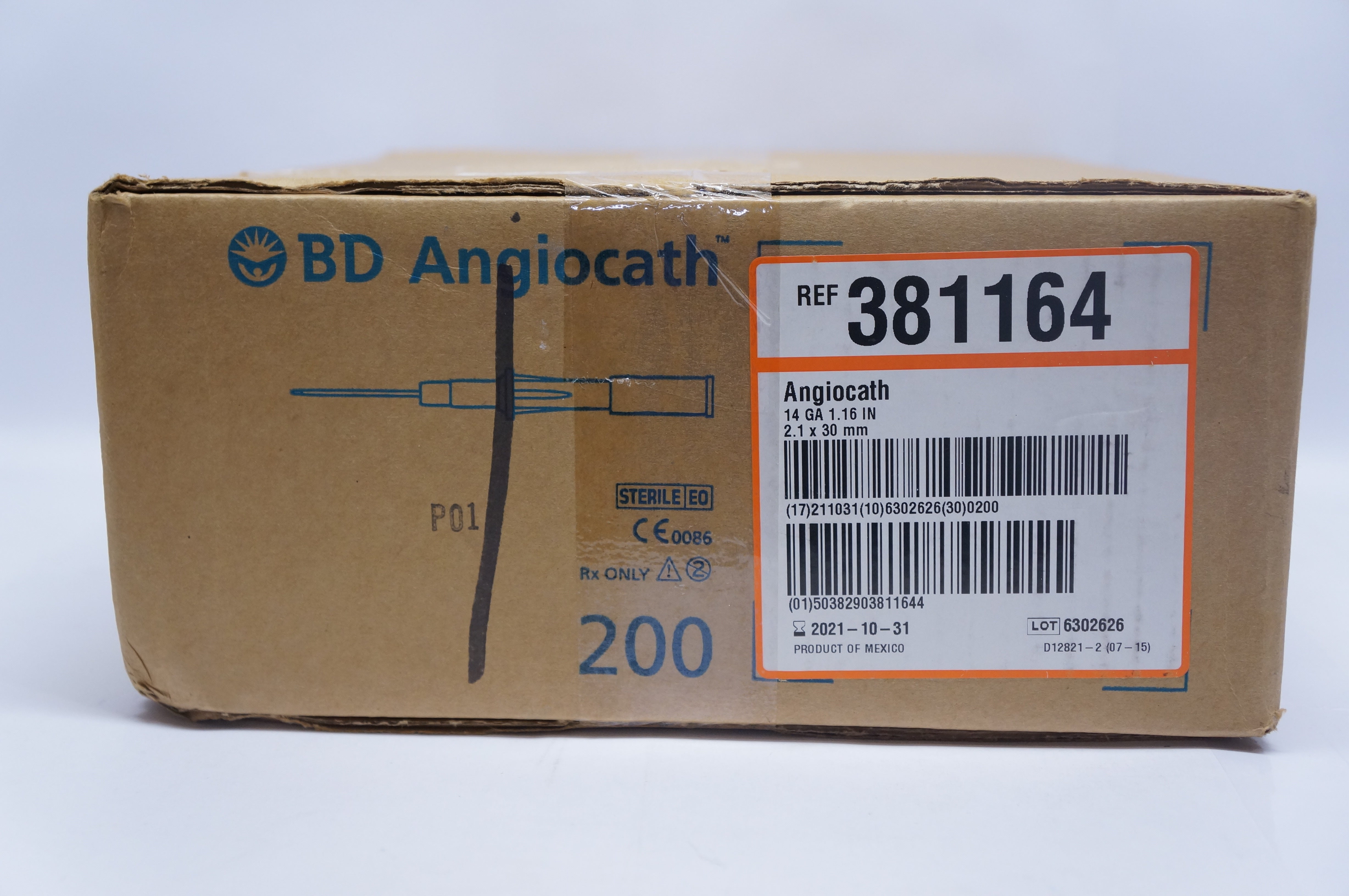 BD 381164 Angiocath 2.1 x 30 mm - Case of 200