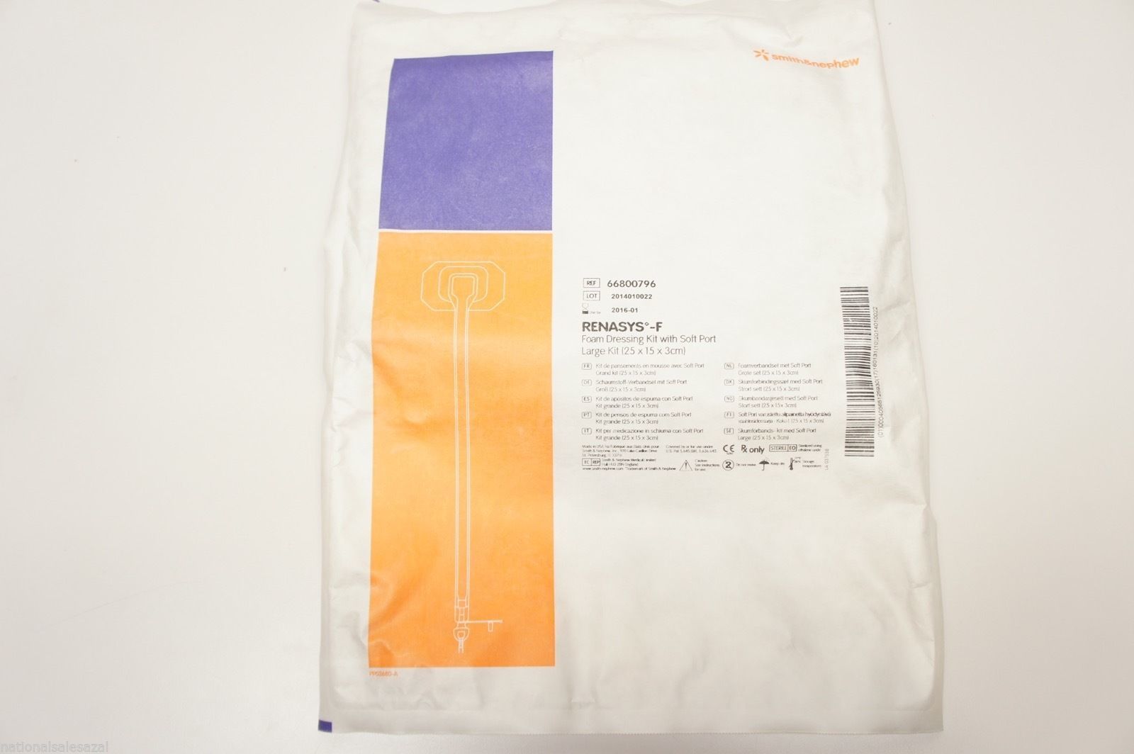66800796 ~ Smith&Nephew Foam Dressing Kit with Soft Port Large Kit