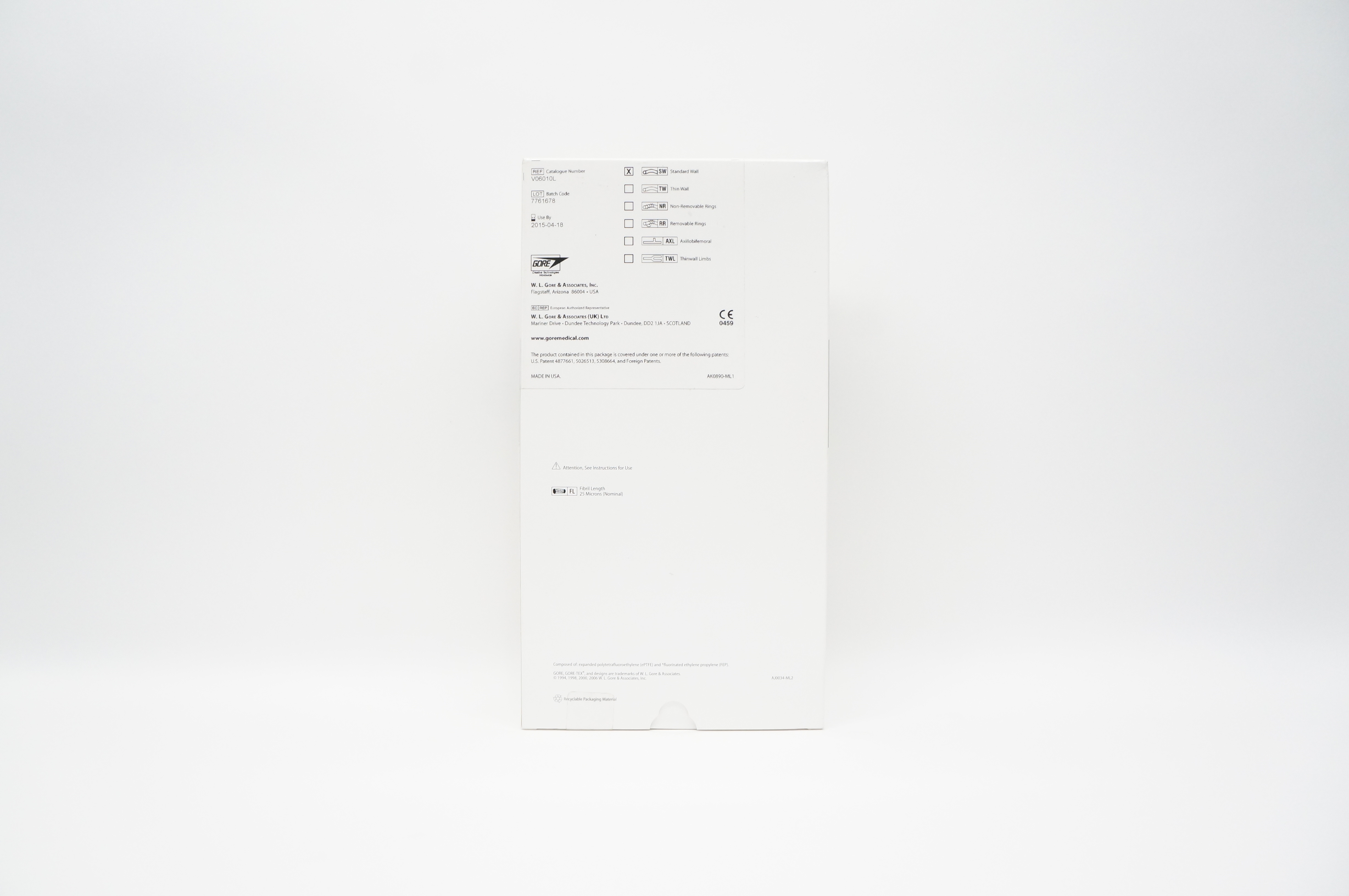 Gore V06010L Vascular Graft Standard Wall 6cm x 10cm (x)