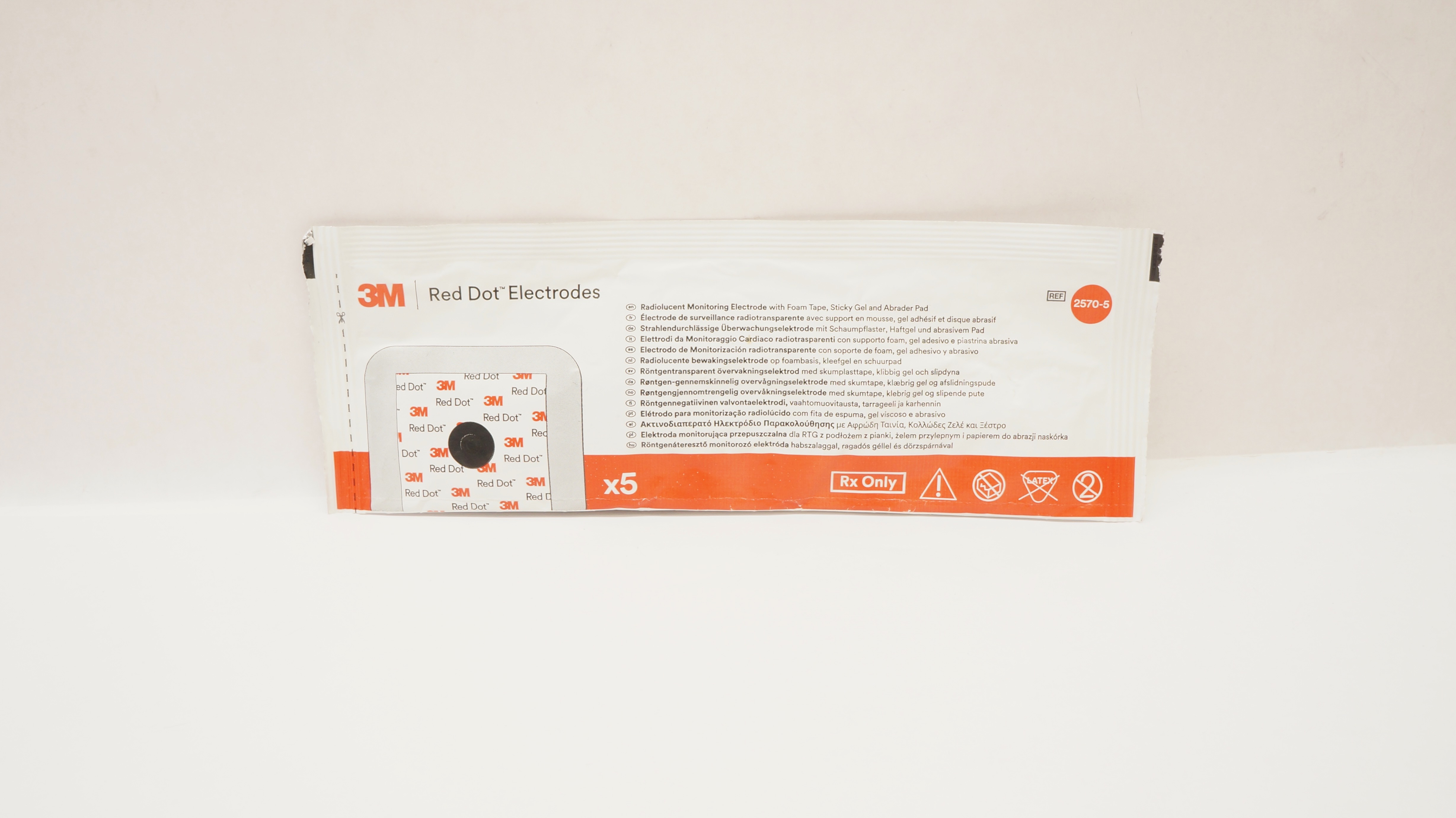 3M 2570-5 Radiolucent Monitoring Electrode Foam Tape Abrader Pad - Pack of 5