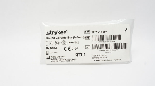 Stryker 0277-010-250 Round Carbide Bur 5.0mm (x)