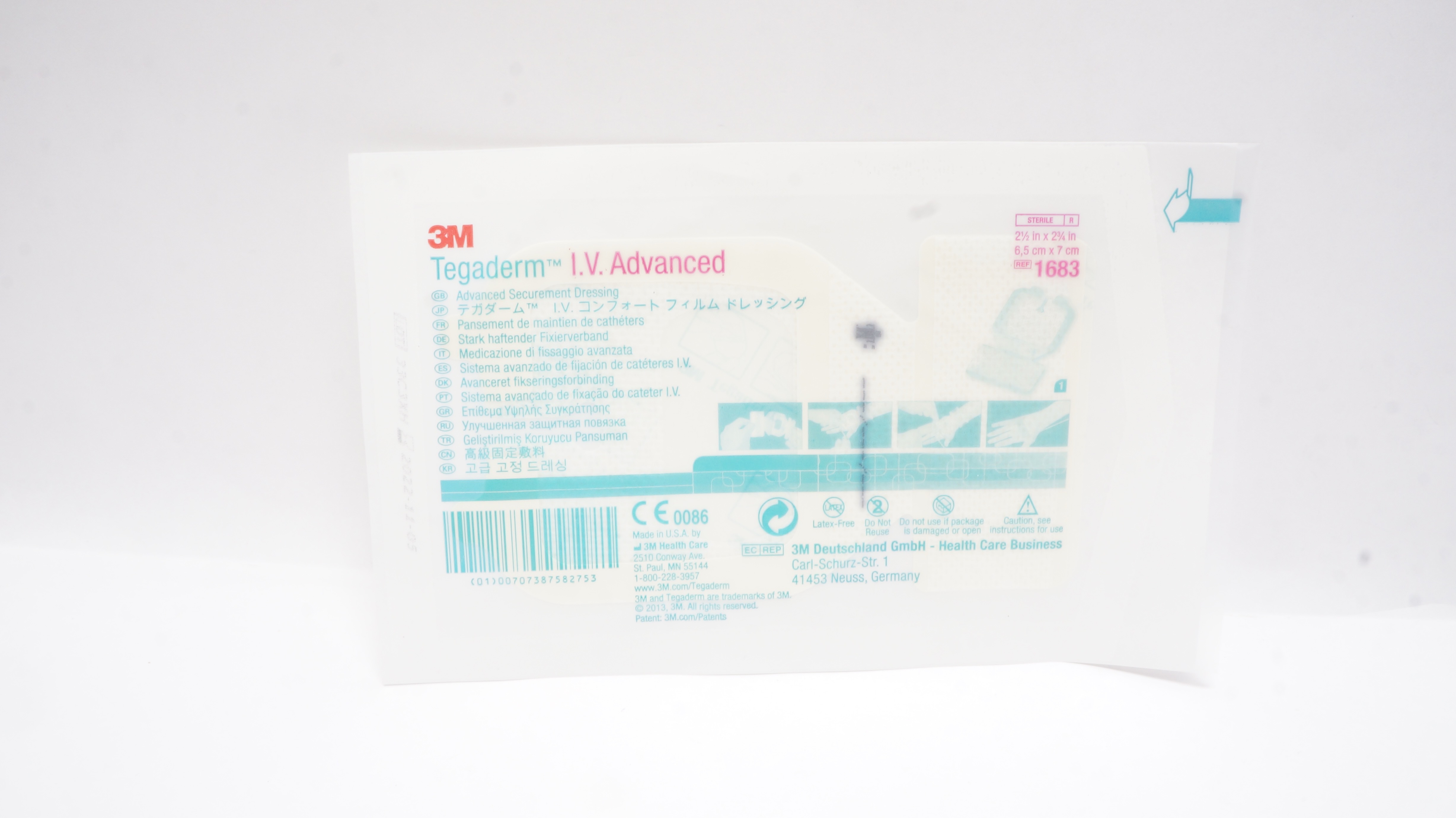 3M 1683 Tegaderm I.V. Advanced Securement Dressing 2-1/2 x 2-3/4 inch (x)