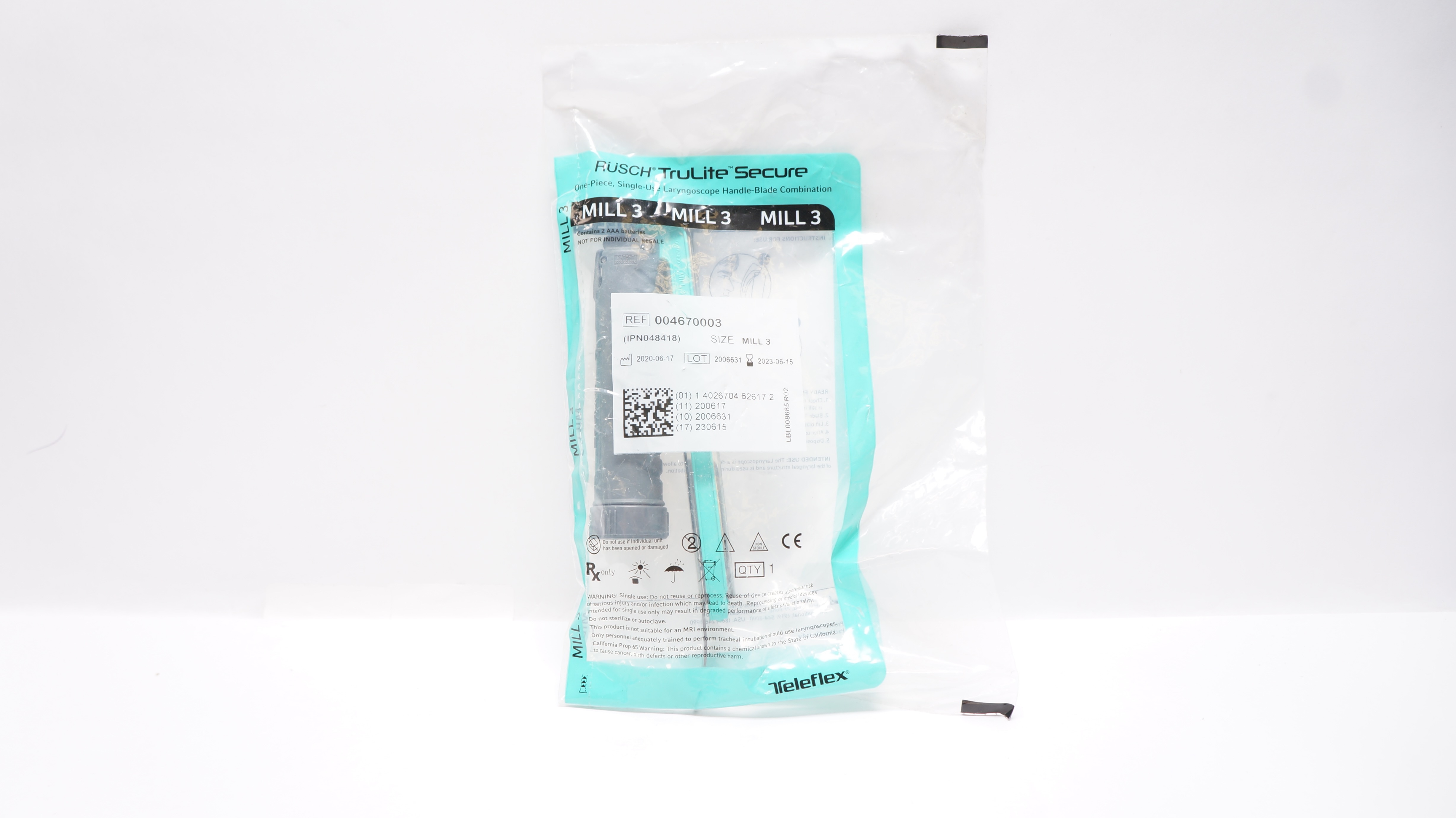 Teleflex 004670003 Rusch TruLite Secure Laryngoscope Handle-Blade Mill 3 (x)