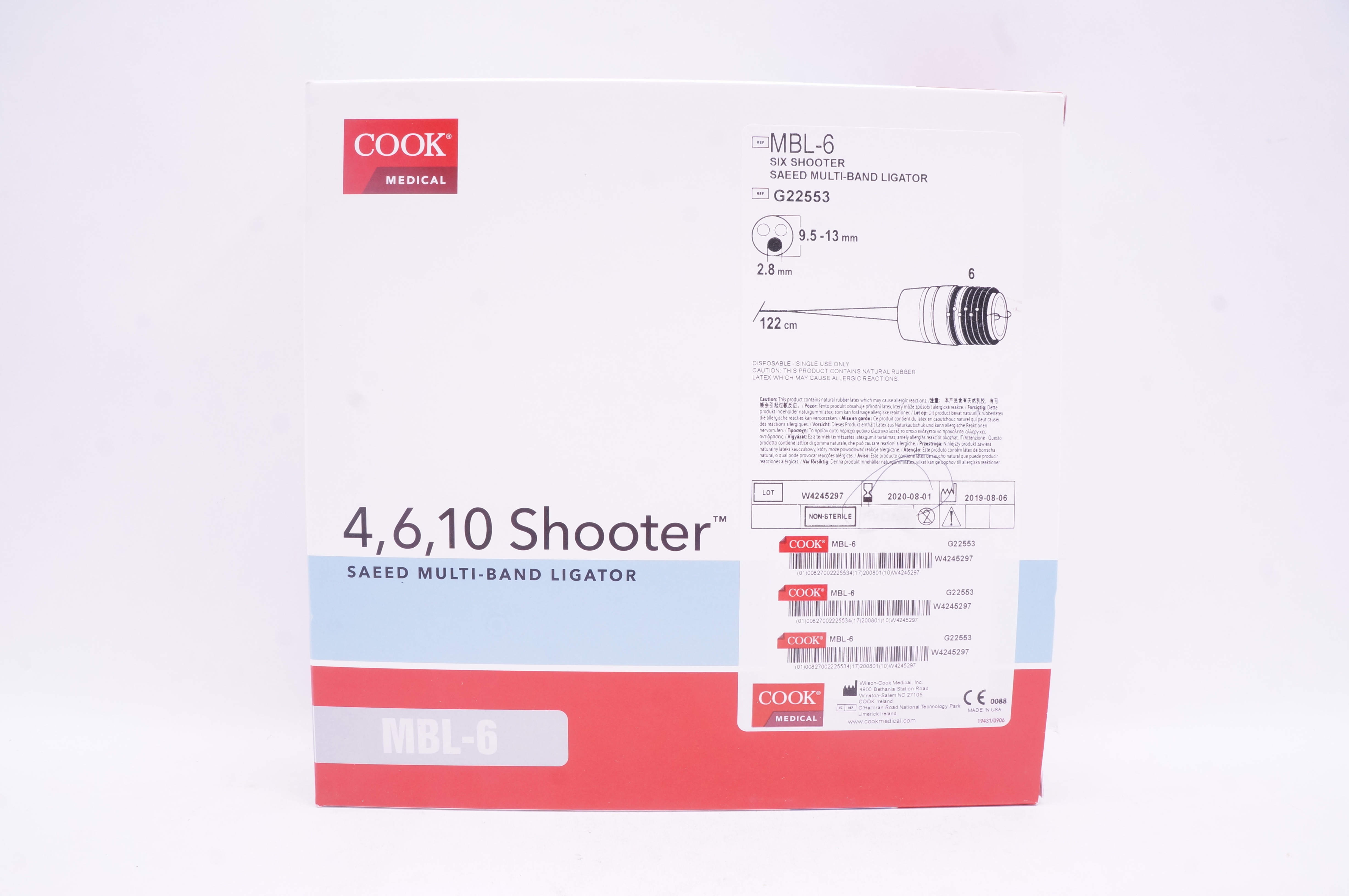 Cook Medical G22553 Six Shooter Saeed Multi-Band Ligator 9.5-13mm x 122cm (x)