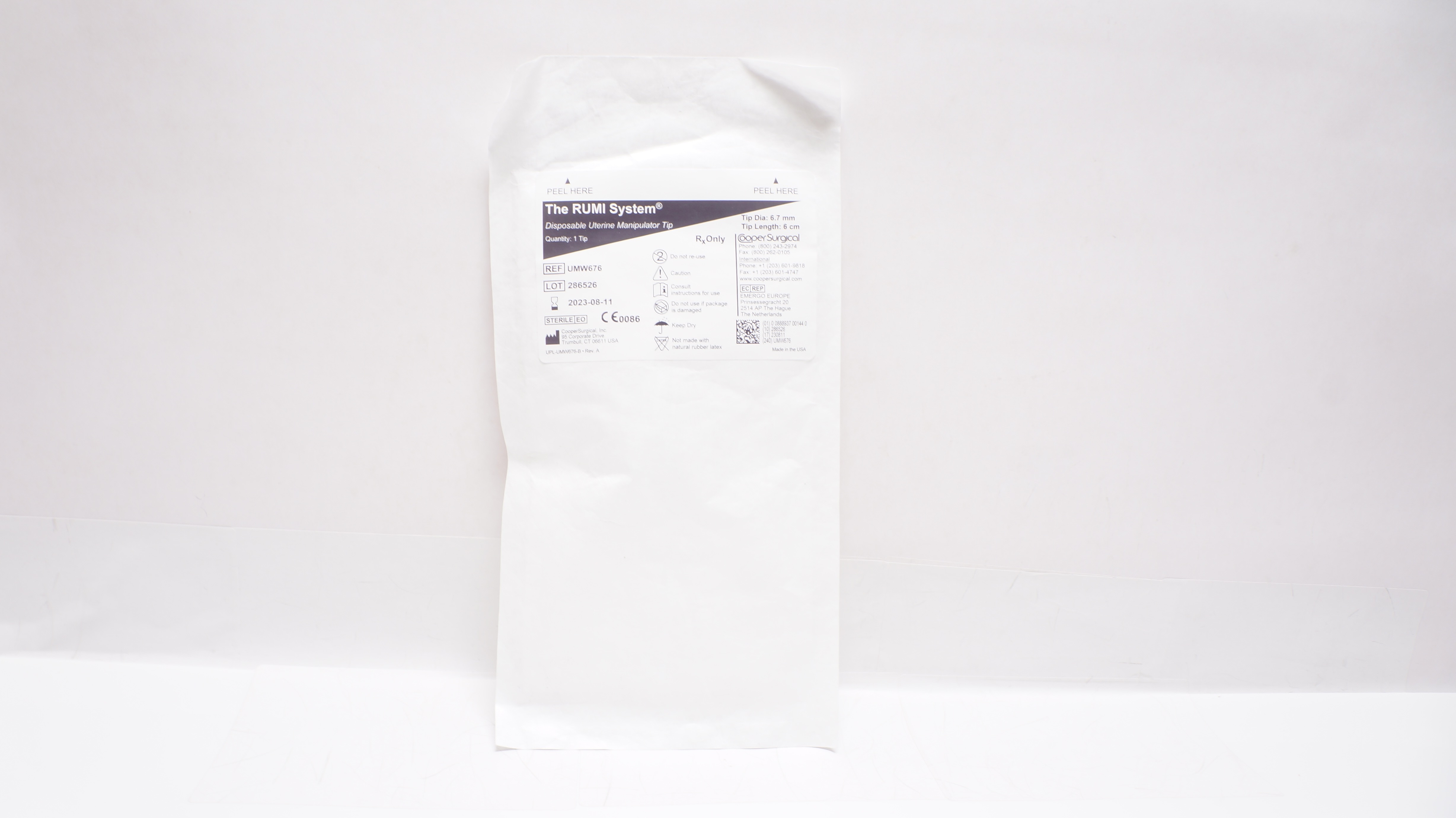 Cooper Surgical UMW676 The RUMI System Uterine Manipulator Tip 6.7mm x 6cm (x)