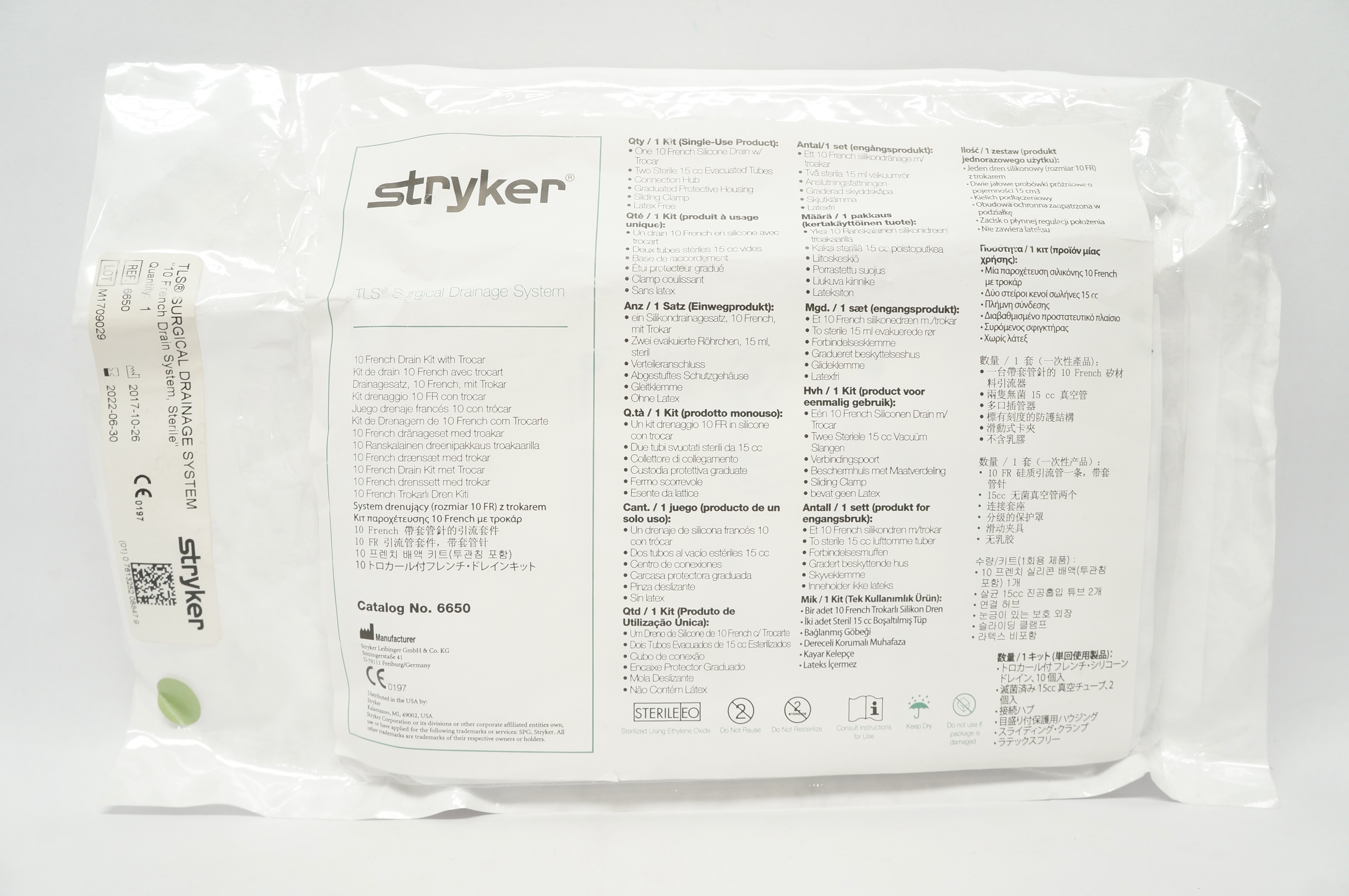 Stryker 6650 TLS Surgical Drainage System Drain Kit with Trocar 10 Fr. (x)