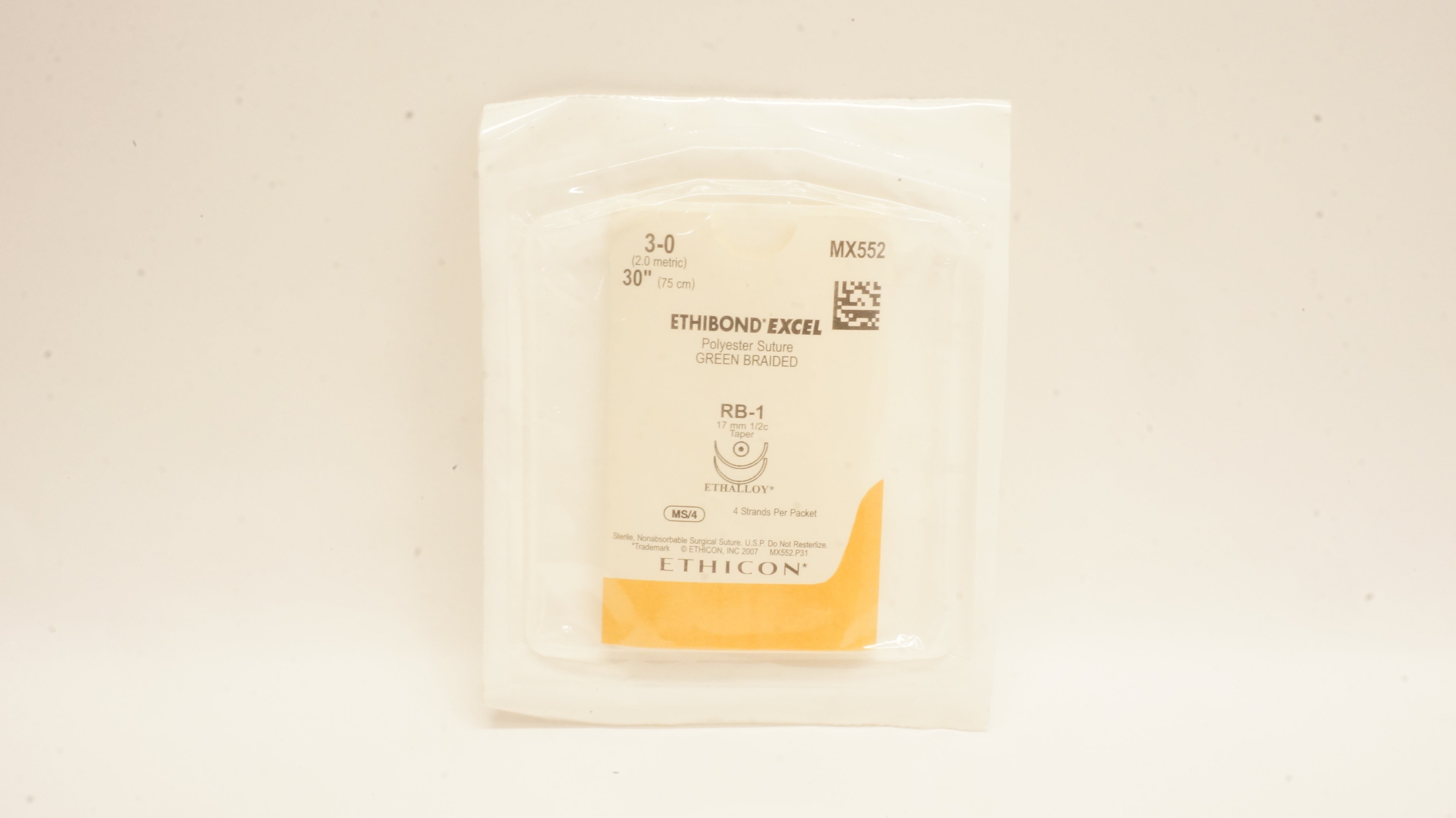 Ethicon MX552 3-0 Ethibond Excel Polyester Stre RB-1 17mm 1/2c Taper, 30inch (x)