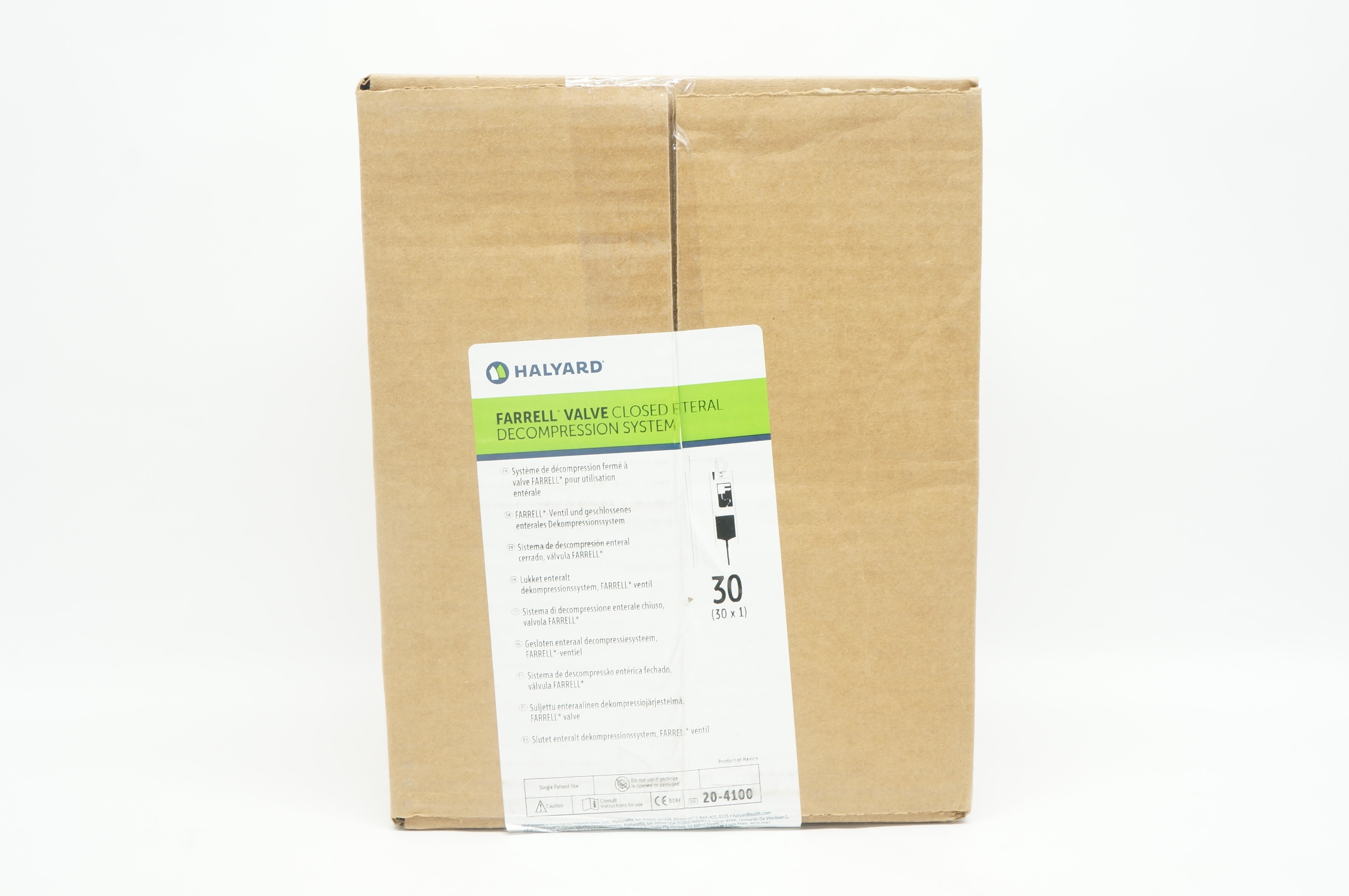 Halyard 20-4100 FARRELL Valve Enteral Gastric Decompression System - Box of 30