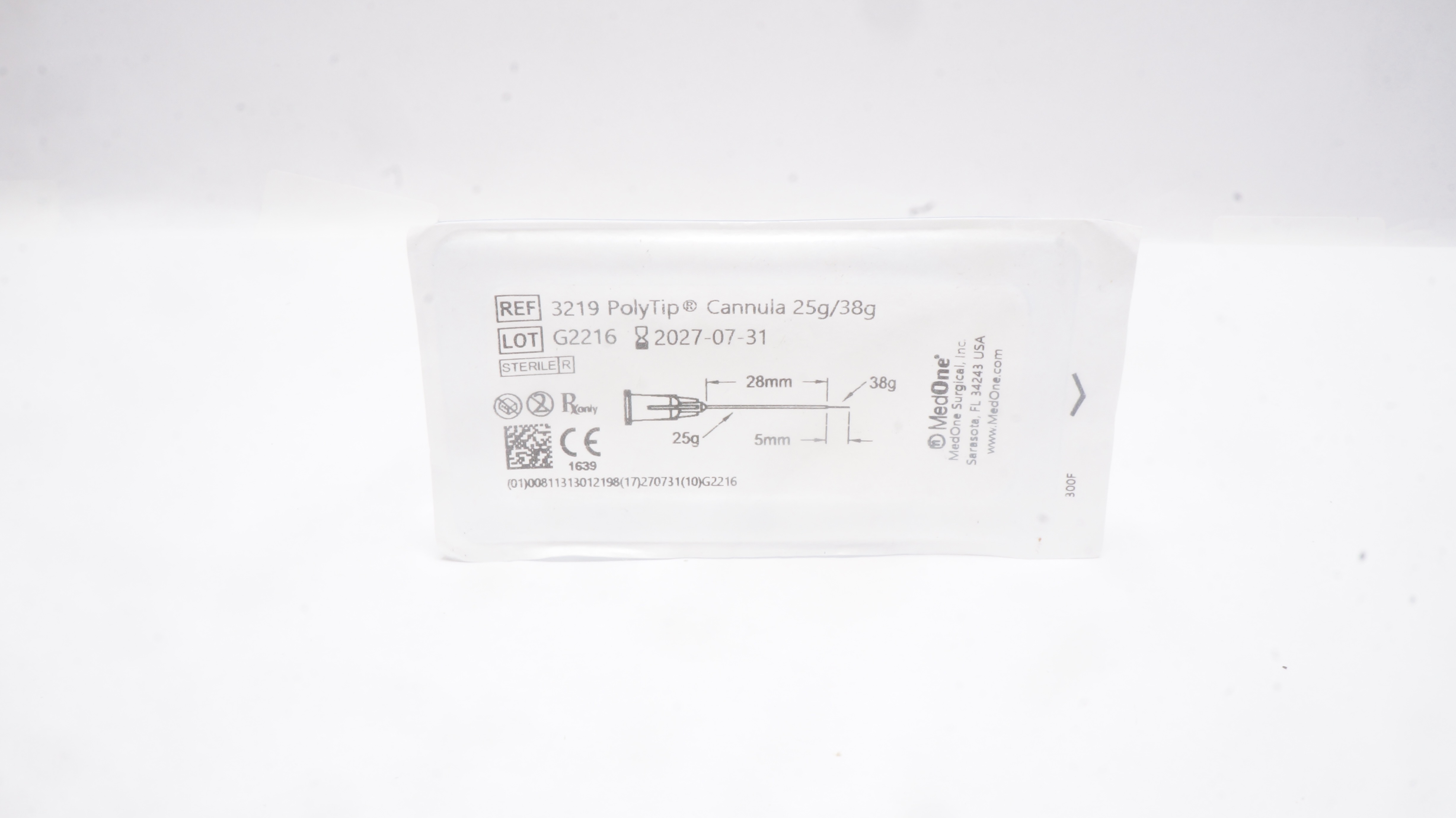 MedOne 3219 PolyTip Cannula 25g/38g,  28mm x 5mm