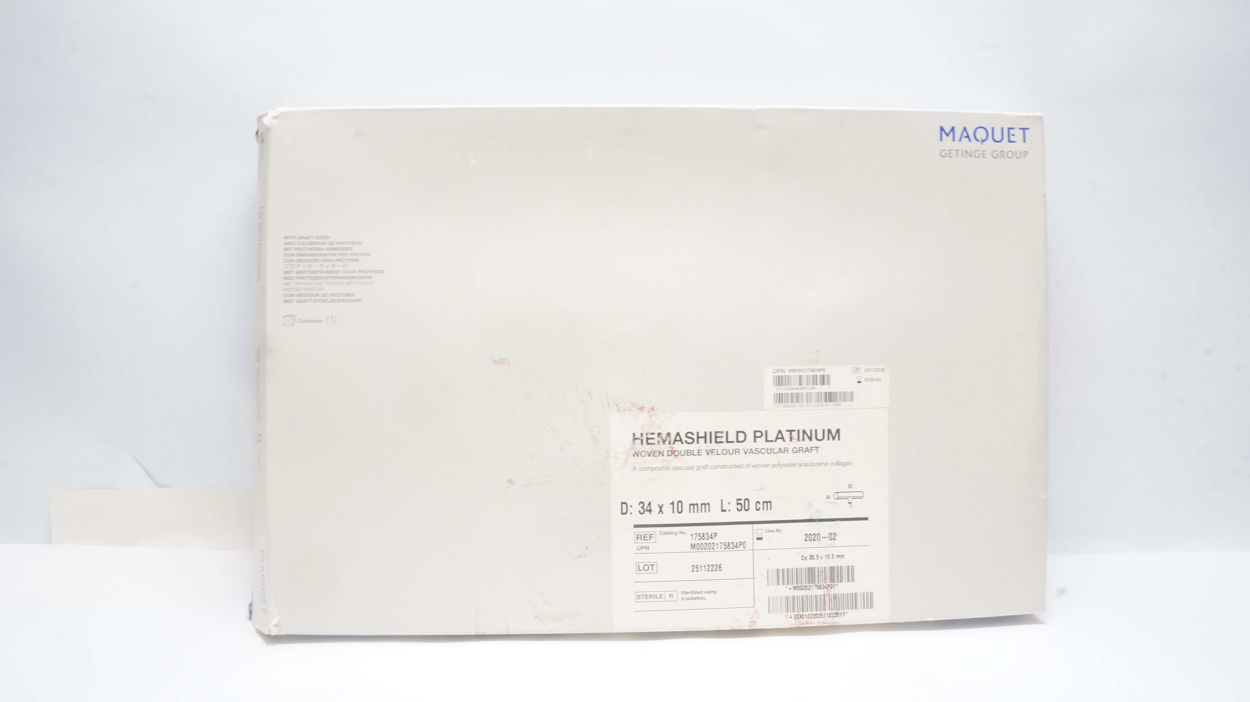 MAQUET 175834P HEMASHIELD PLATINUM WOVEN DOUBLE VELOUR VASCULAR GRAFT (x)