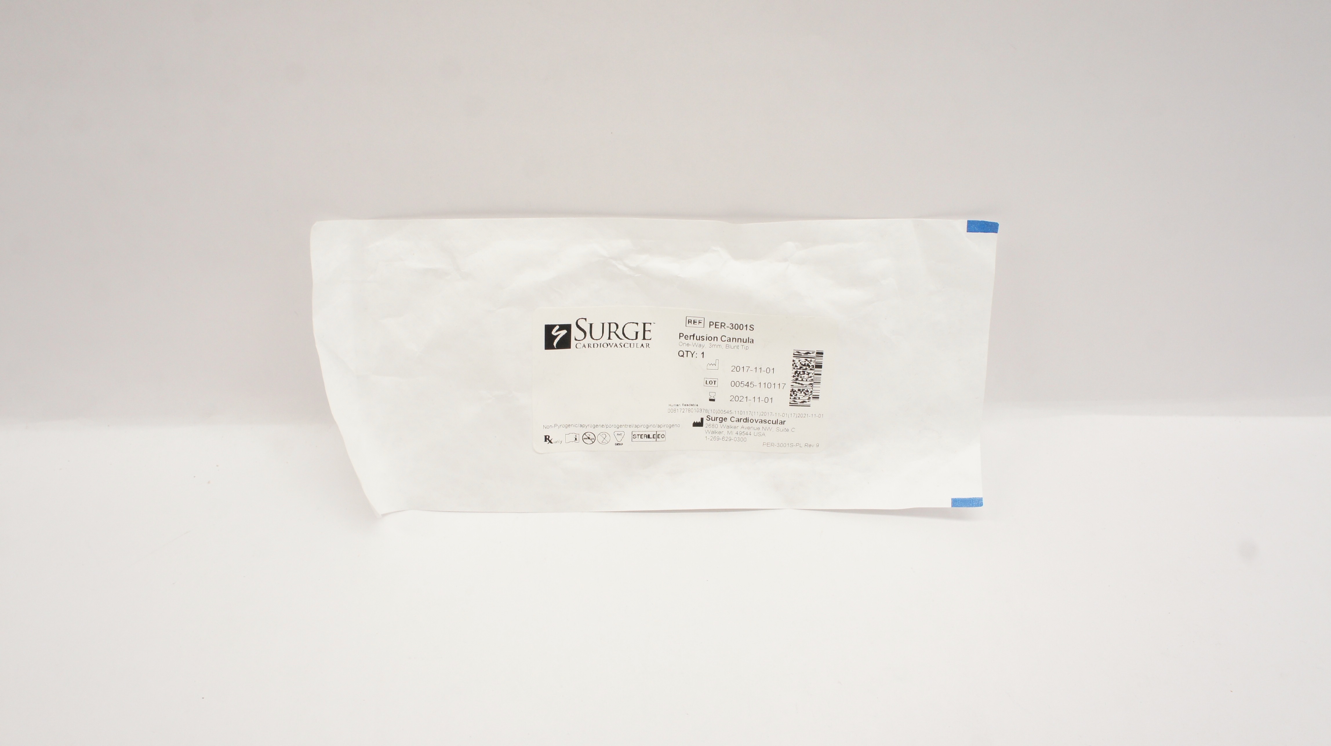 Surge Cardiovascular PER-3001S Perfusion Cannula One-Way Blunt Tip 3mm (x)