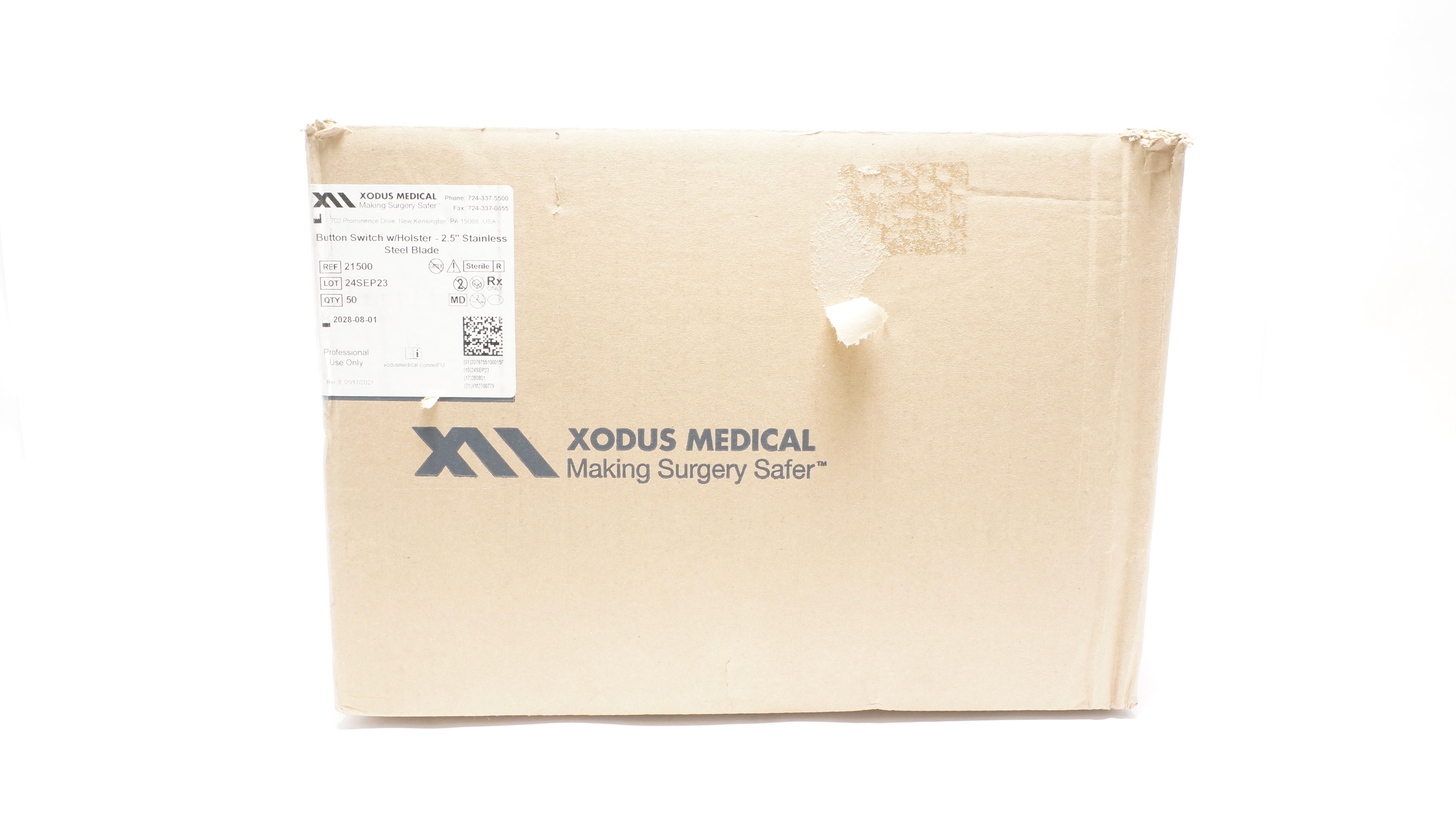 Xodus Medical 21500 Button Switch w/Holster - 2.5inch (SS) Blade - Case of 50