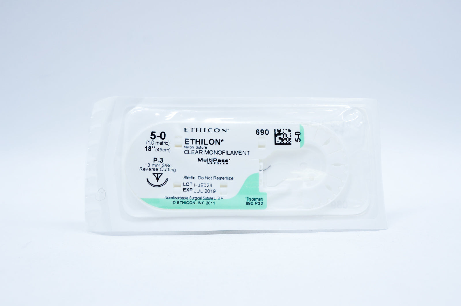 Ethicon 690 5-0 ETHILON, P-3 13mm 3/8c, 18inch (x) - Lot of 10