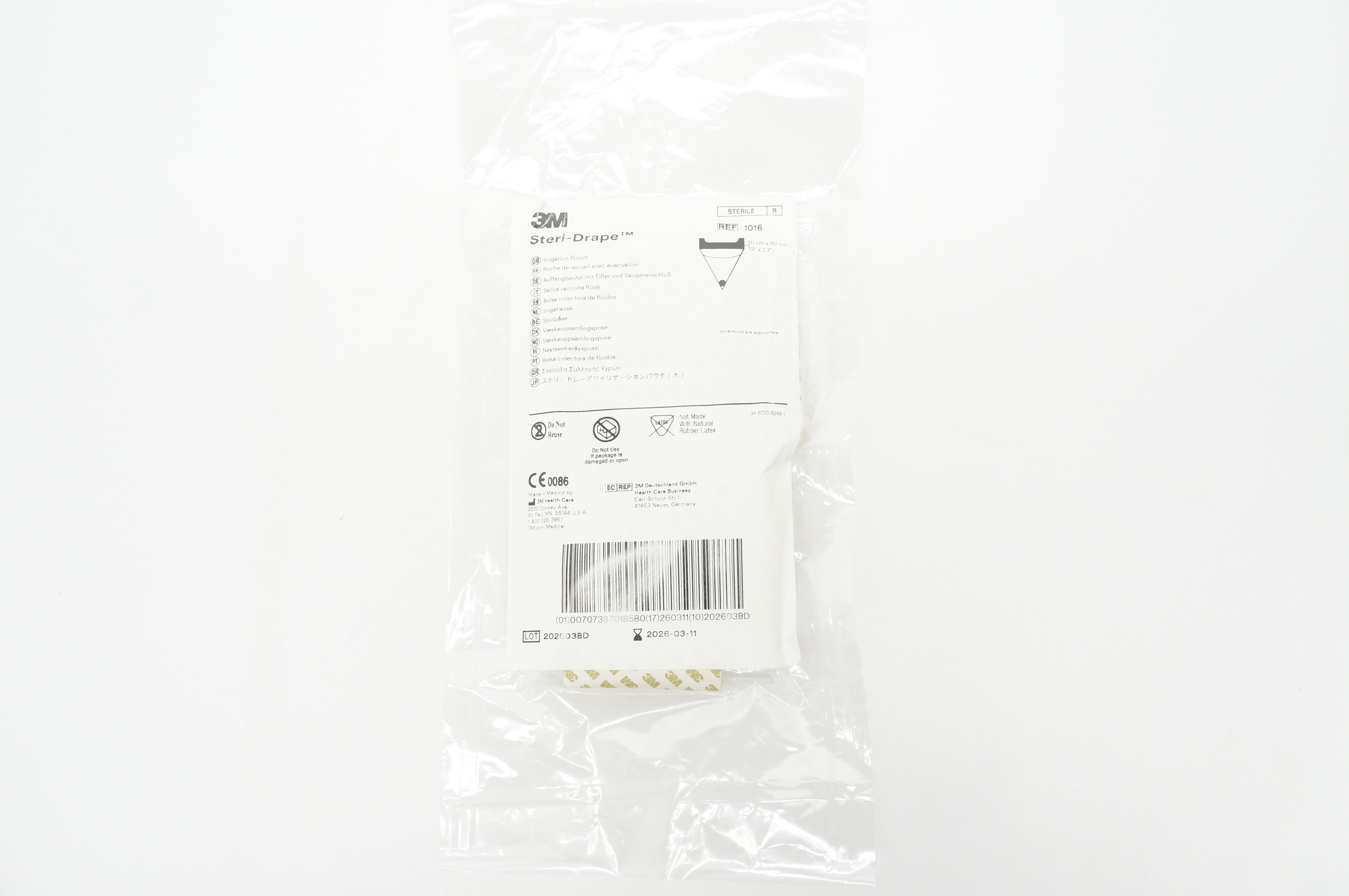 3M 1016 Steri-Drape Irrigation Pouch 19 inch x 23 inch