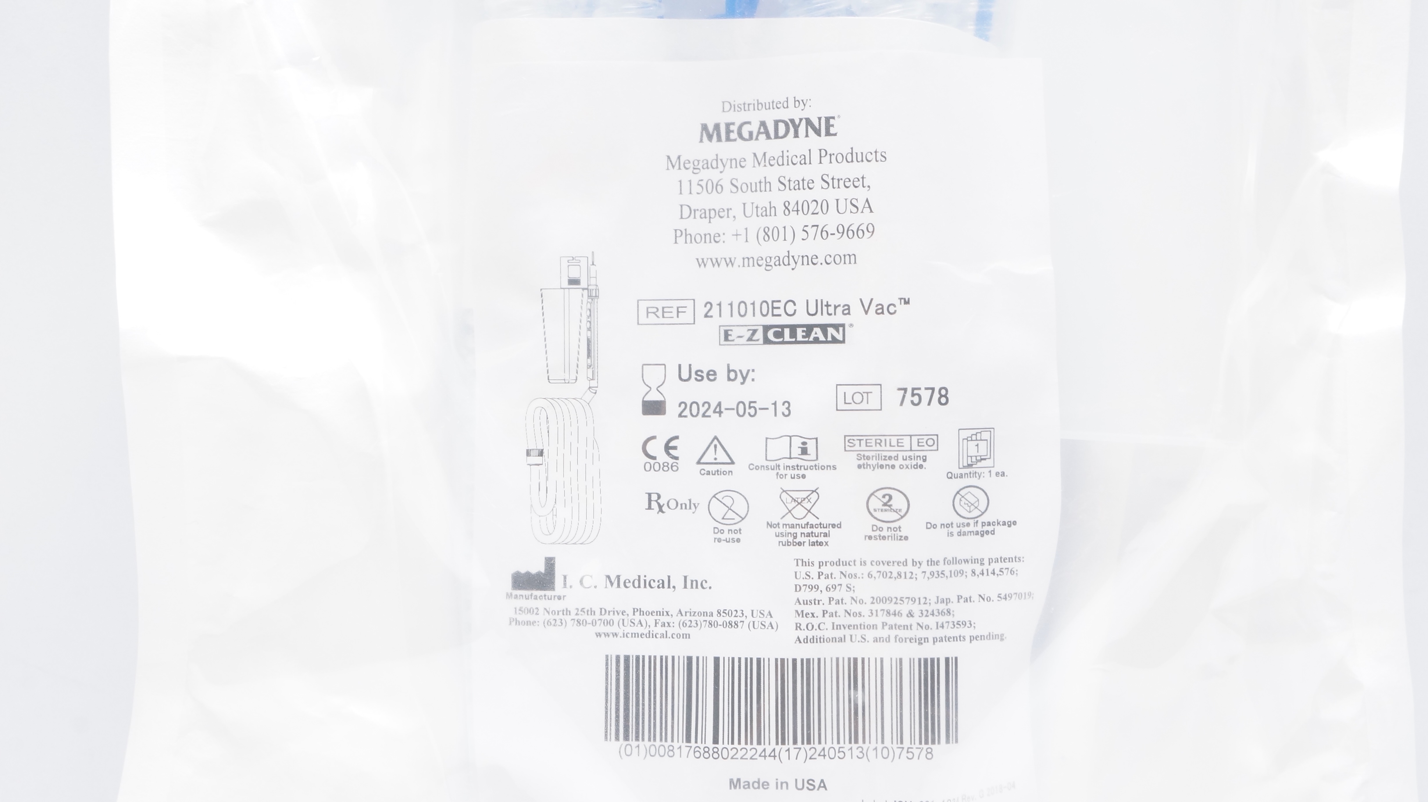 I.C. Medical 211010EC Megadyne Ultra Vac E-Zet Clean (x)