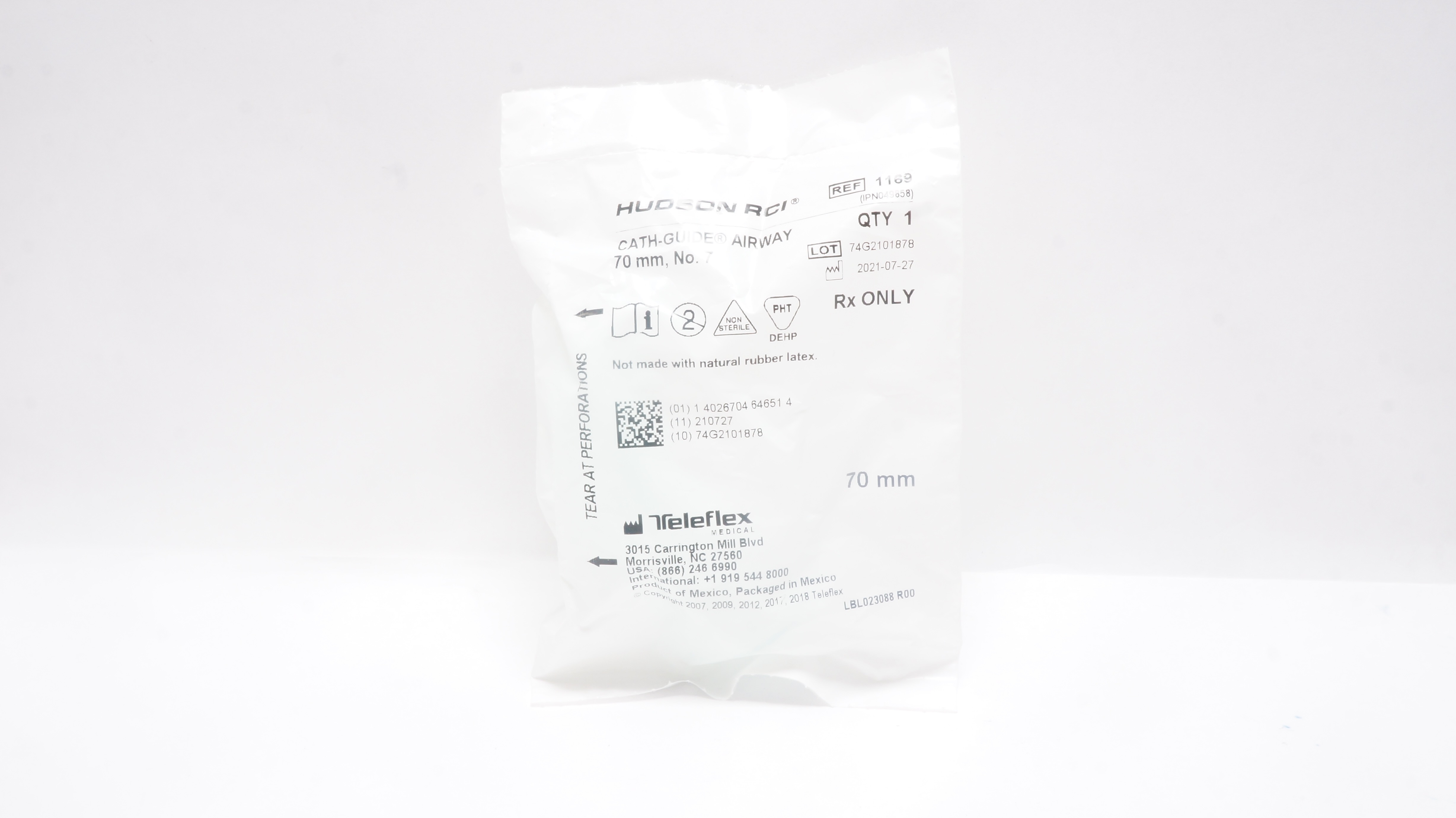 Teleflex 1169 Hudson RCI Cath-Guide Airway 70mm NO.7