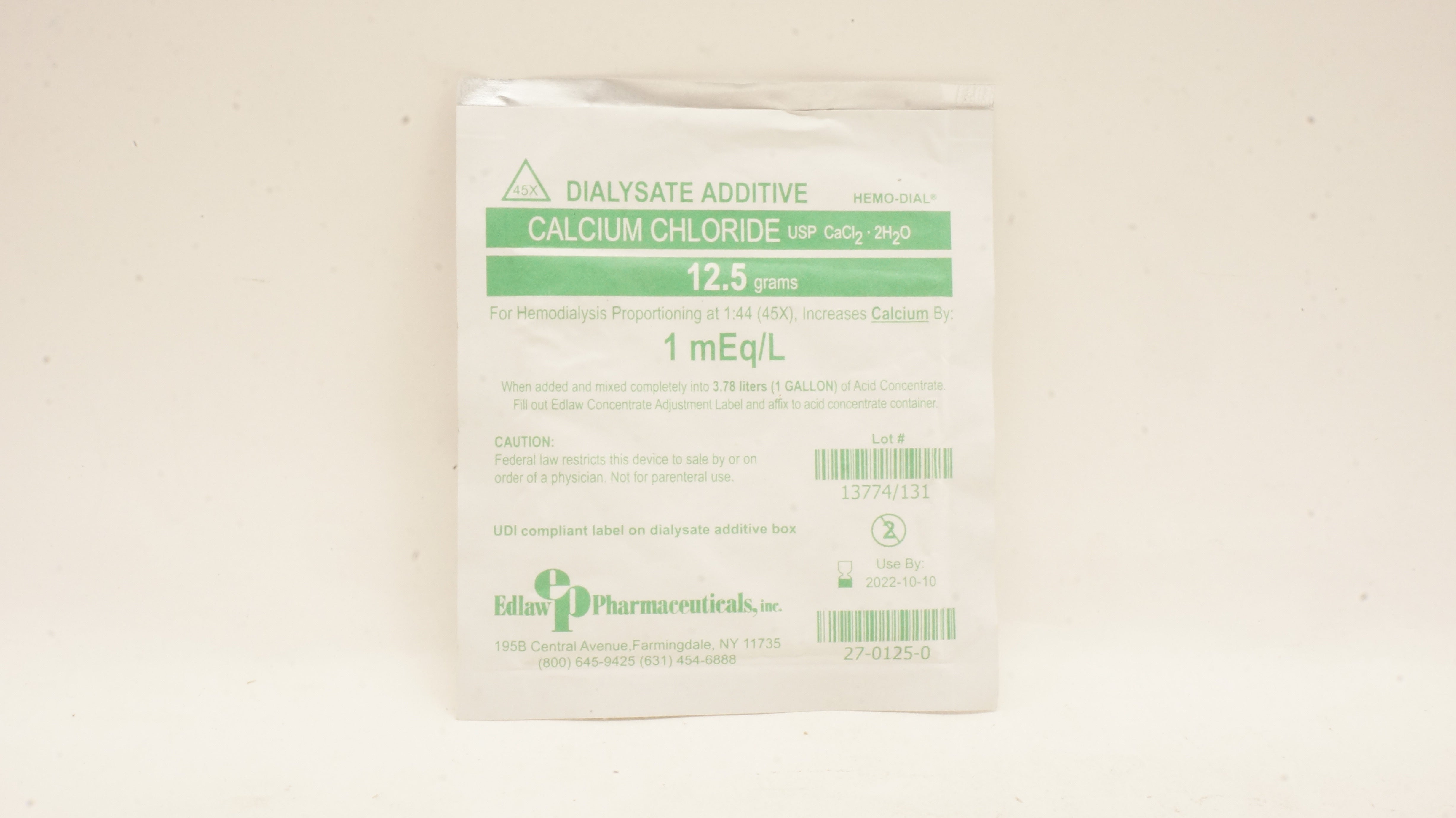 Edlaw Pharmaceutical Calcium Chloride 12.5g 1mEq/L