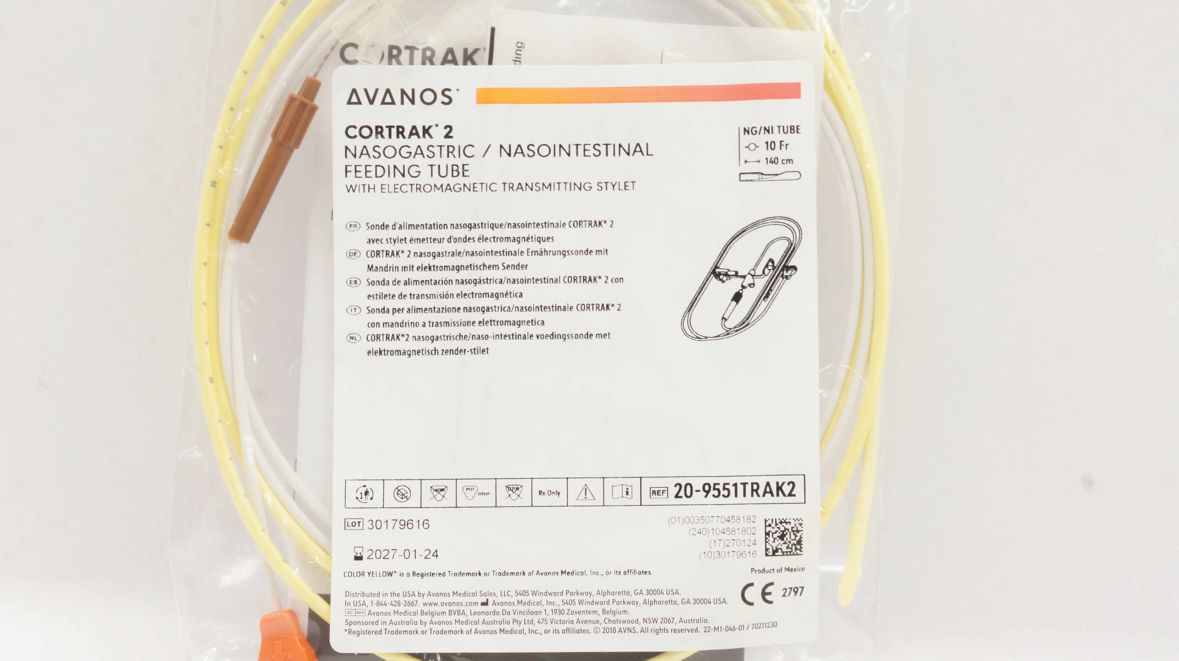 Avanos 20-9551TRAK2 2 Nasogastric Feeding Tube 10 Fr x 140cm