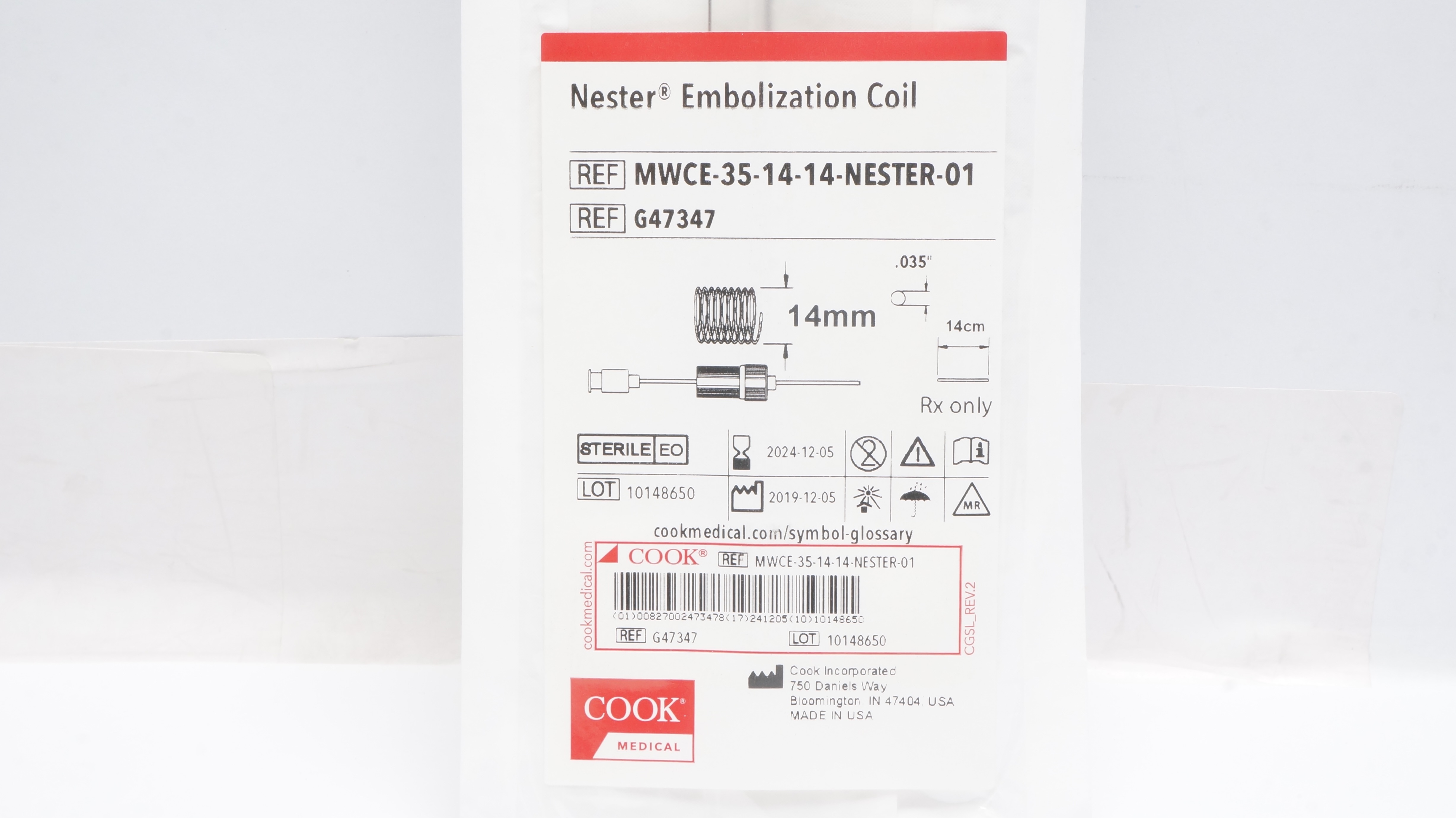 Cook Medical G47347 Nester Embolization Coil 14mm x 14cm x .035inch (x)