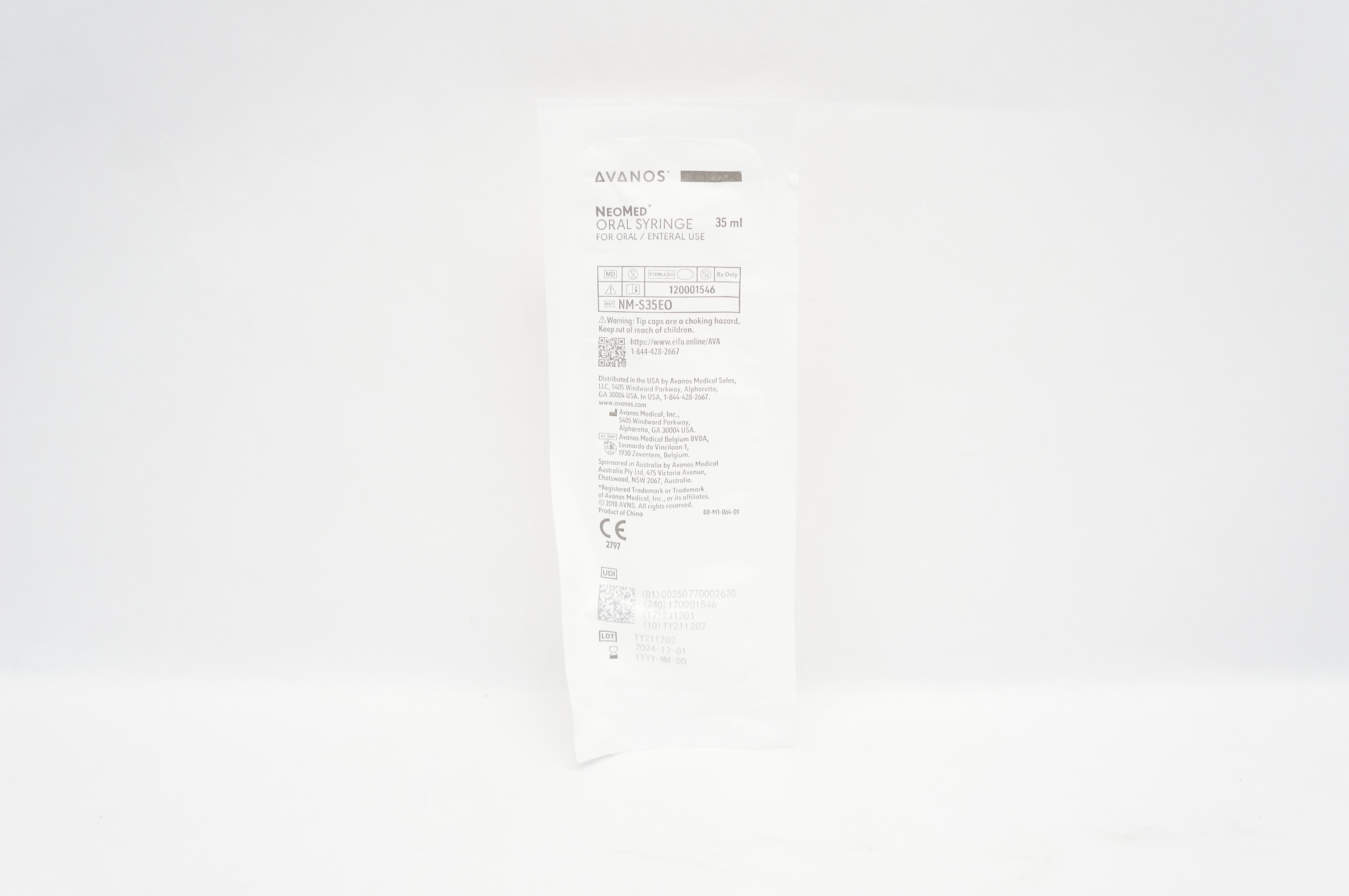 Avanos NM-S35EO NeoMed Oral Syringe for Oral/Enteral Use 35mL