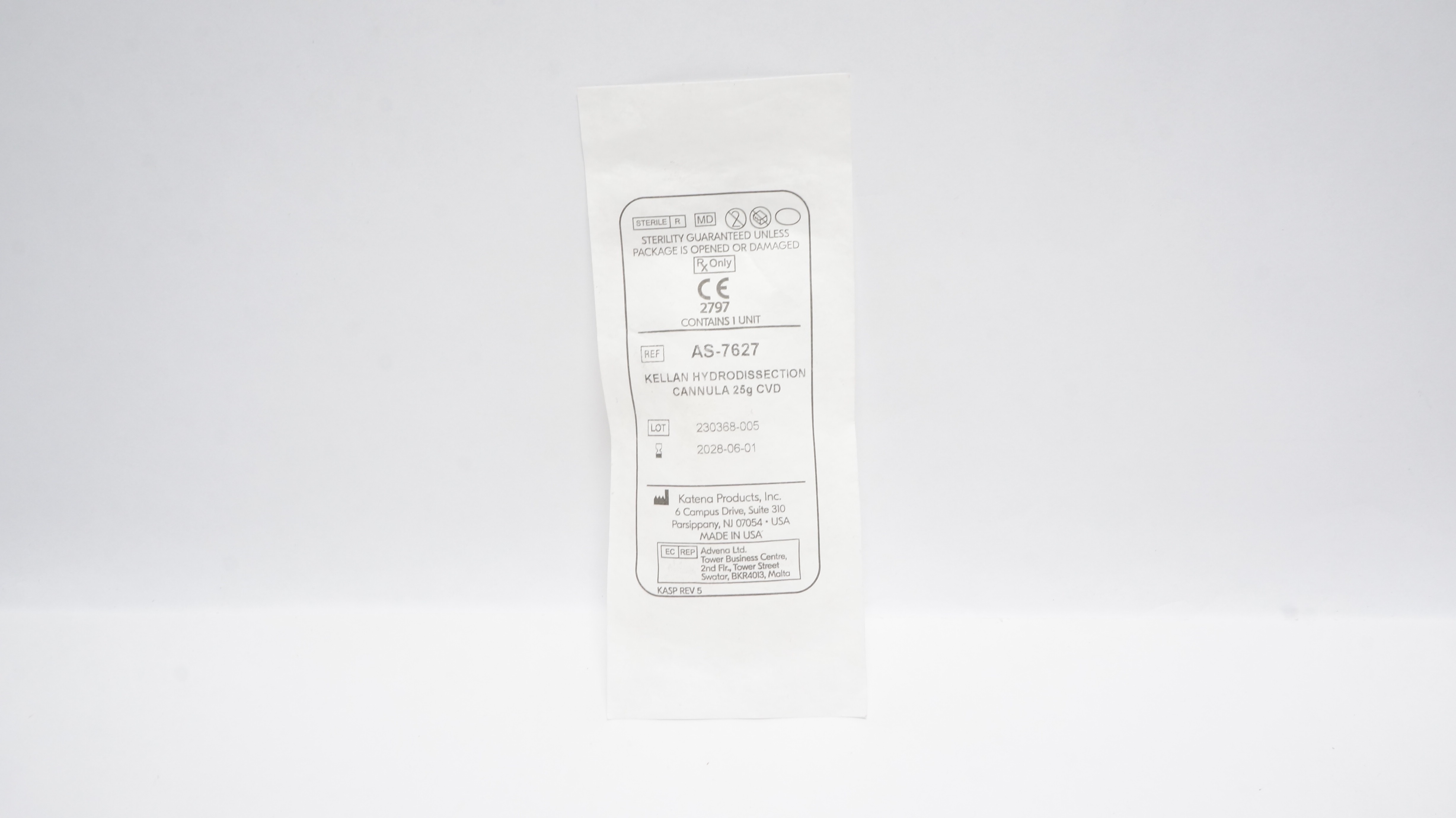 Katena Products AS-7627 Kellan Hydrodissection Cannula 25g