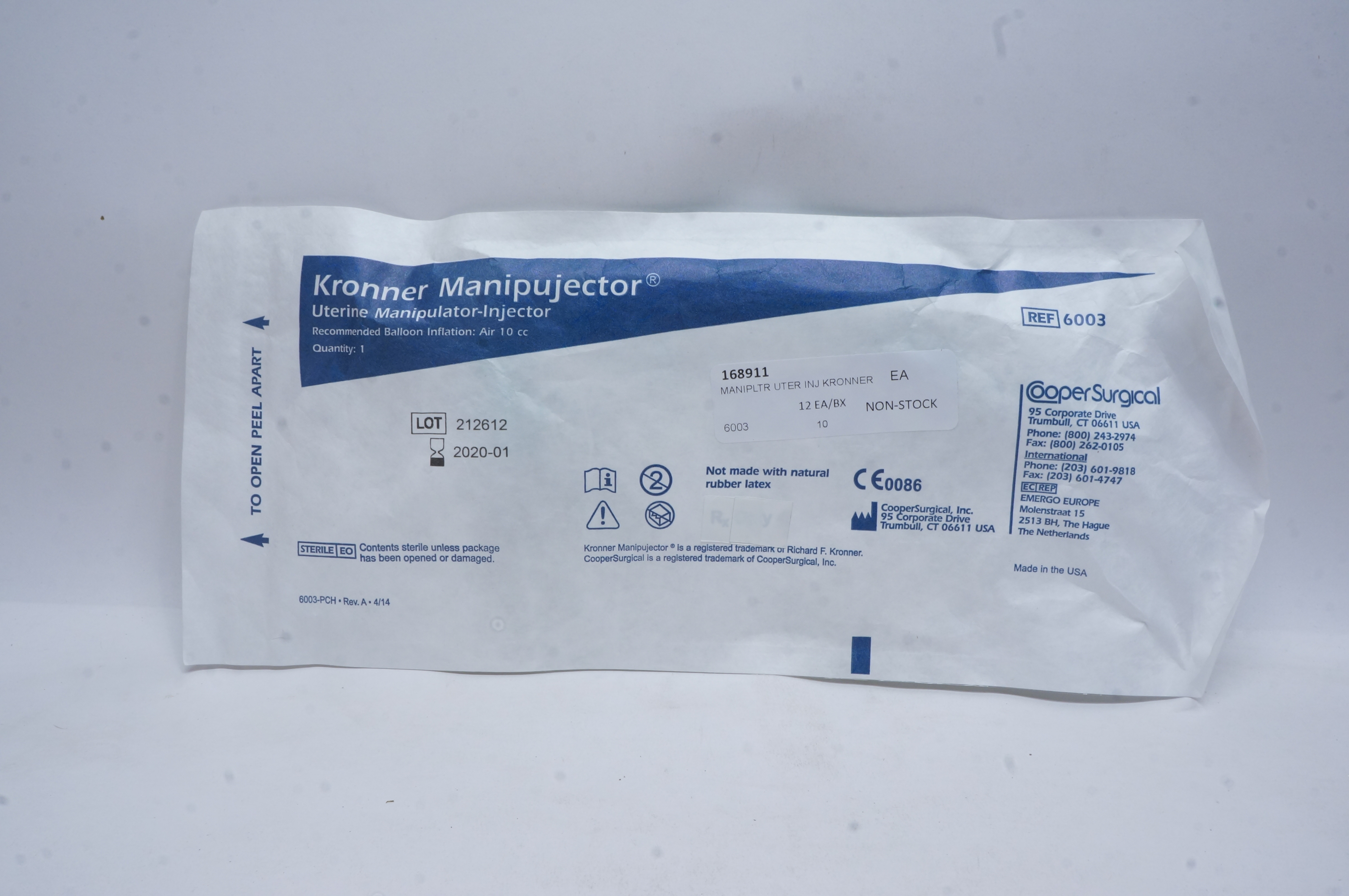 Cooper Surgical 6003 Kronner Manipujector Uterine Manipulator-Injector 10cc (x)