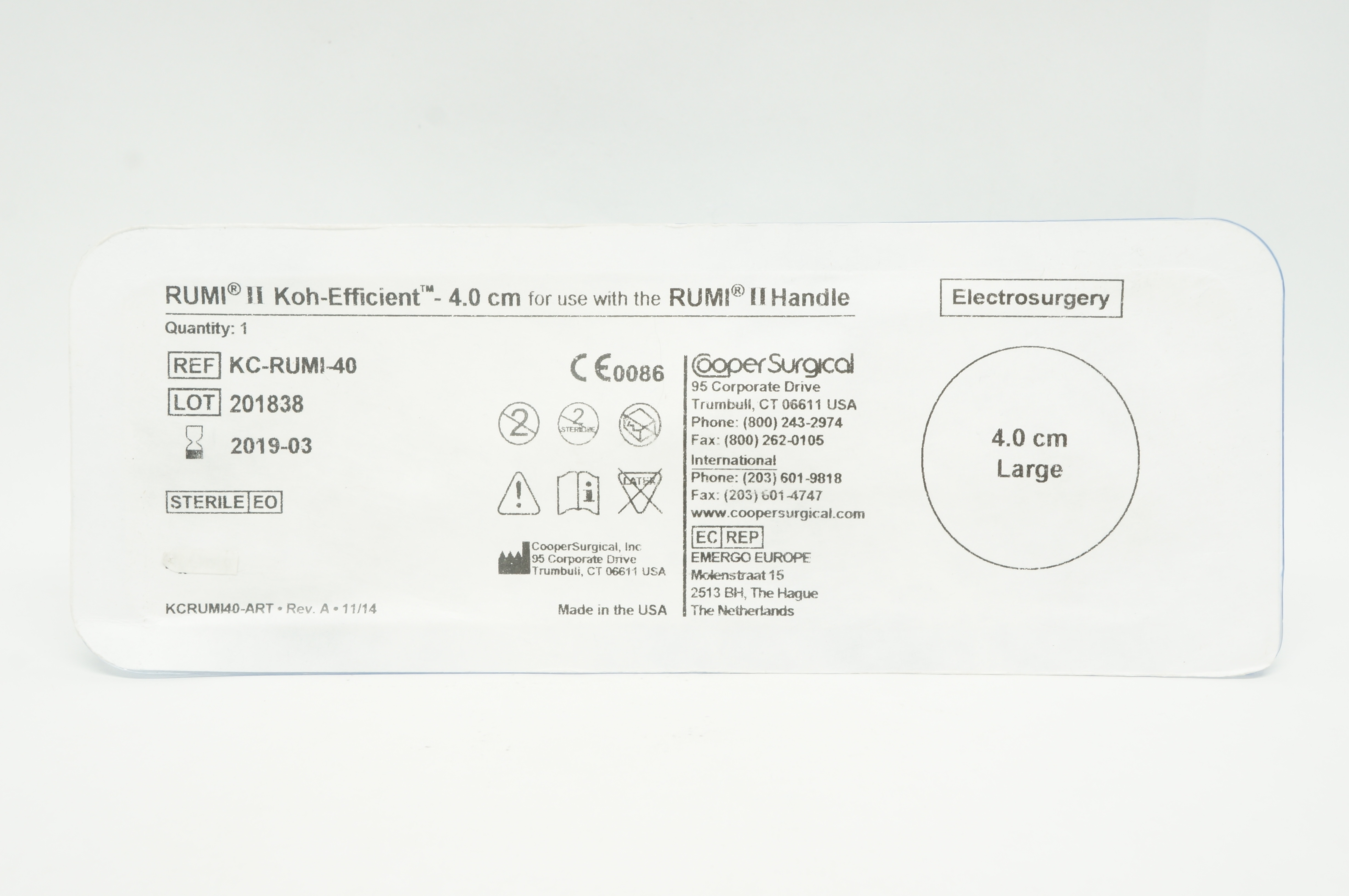Cooper Surgical KC-RUMI-40 RUMI Koh-Efficient 4.0cm For Use W/RUMI II Handle (x)