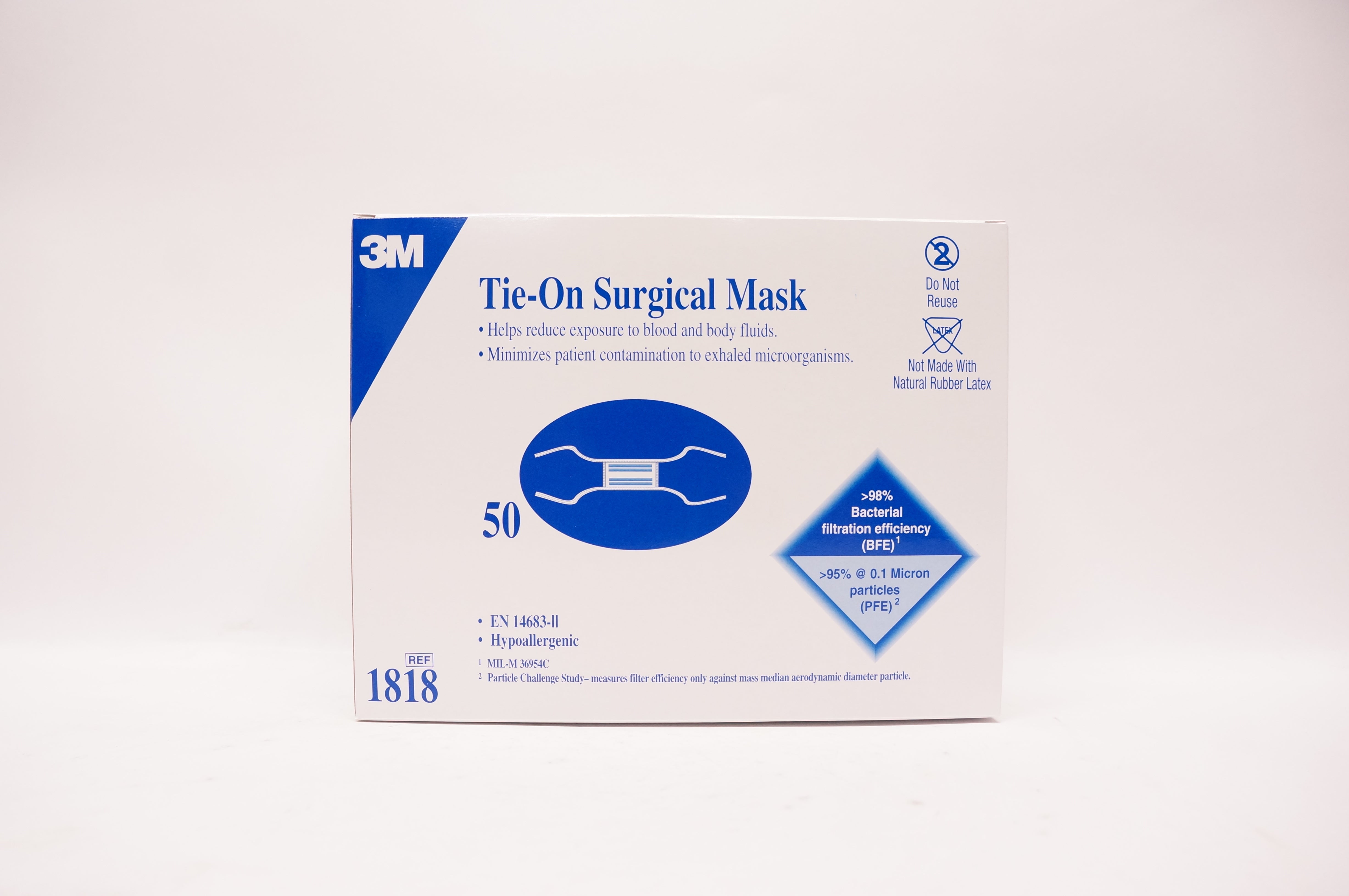 3M 1818 Tie-On Surgical Mask - Box of 50