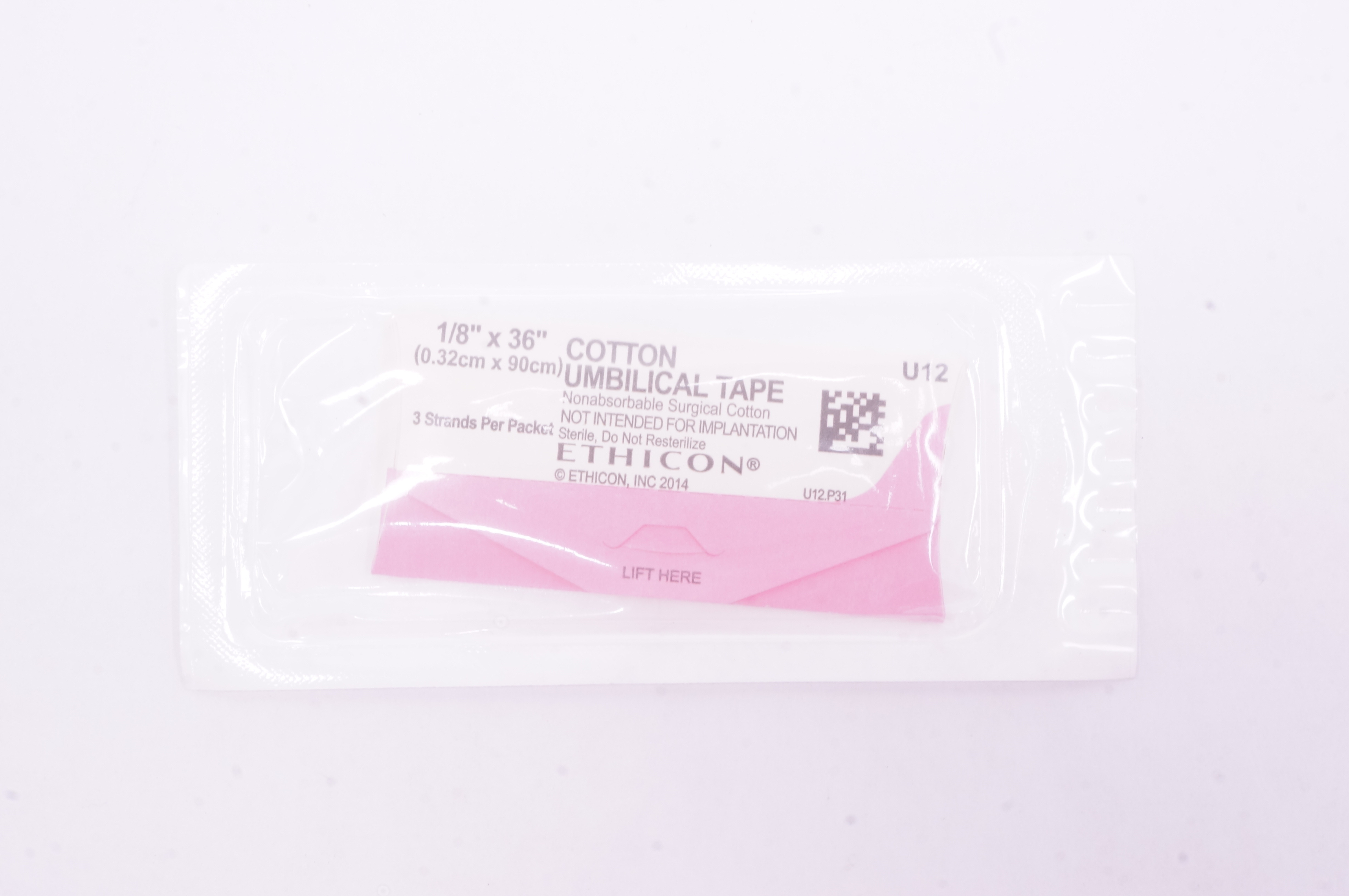 Ethicon U12 Cotton Umbilical Tape 1/8 x 36inch