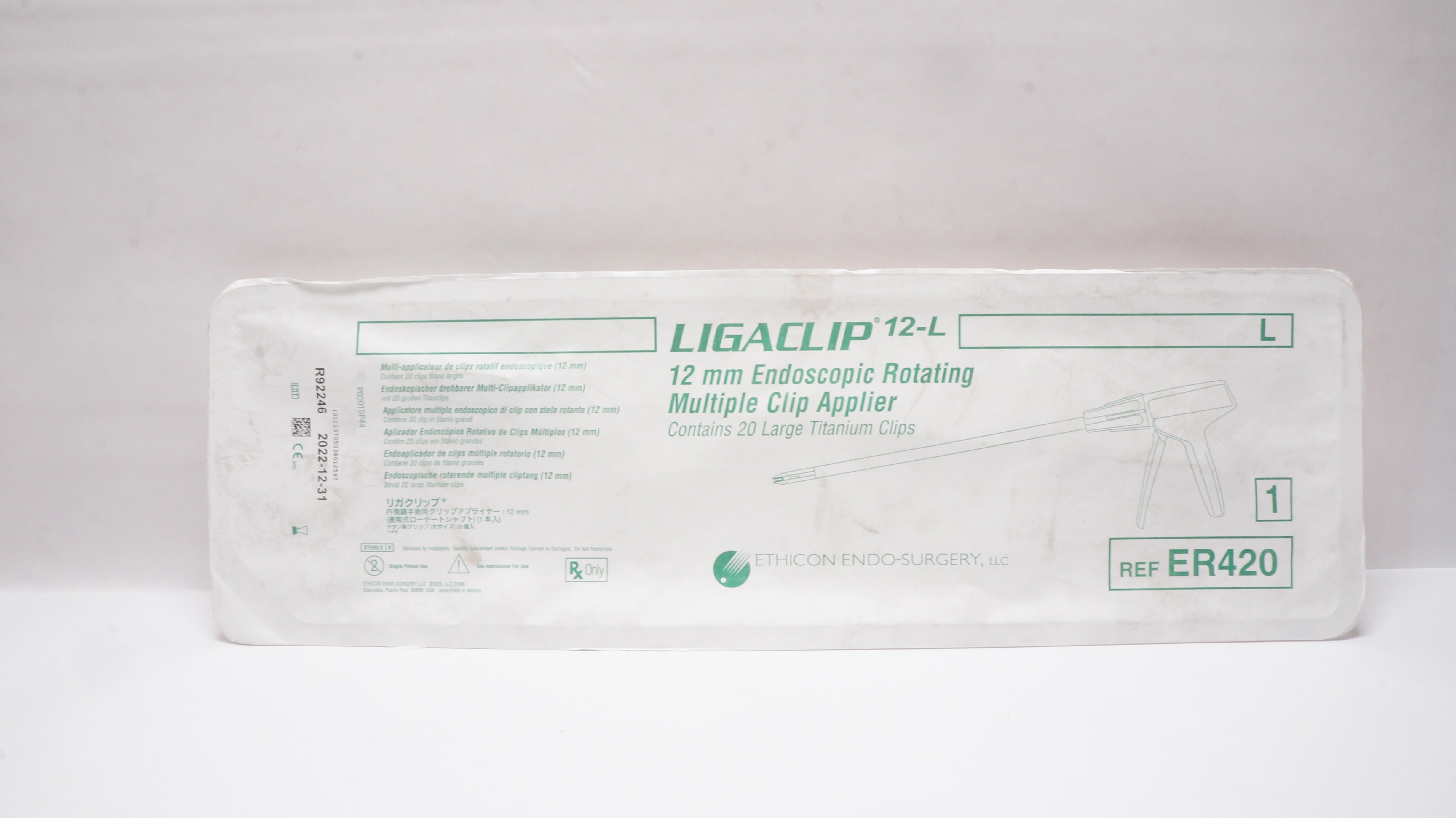 Ethicon ER420 LIGACLIP 12mm Endoscopic Rotating Multiple Clip Applier (x)
