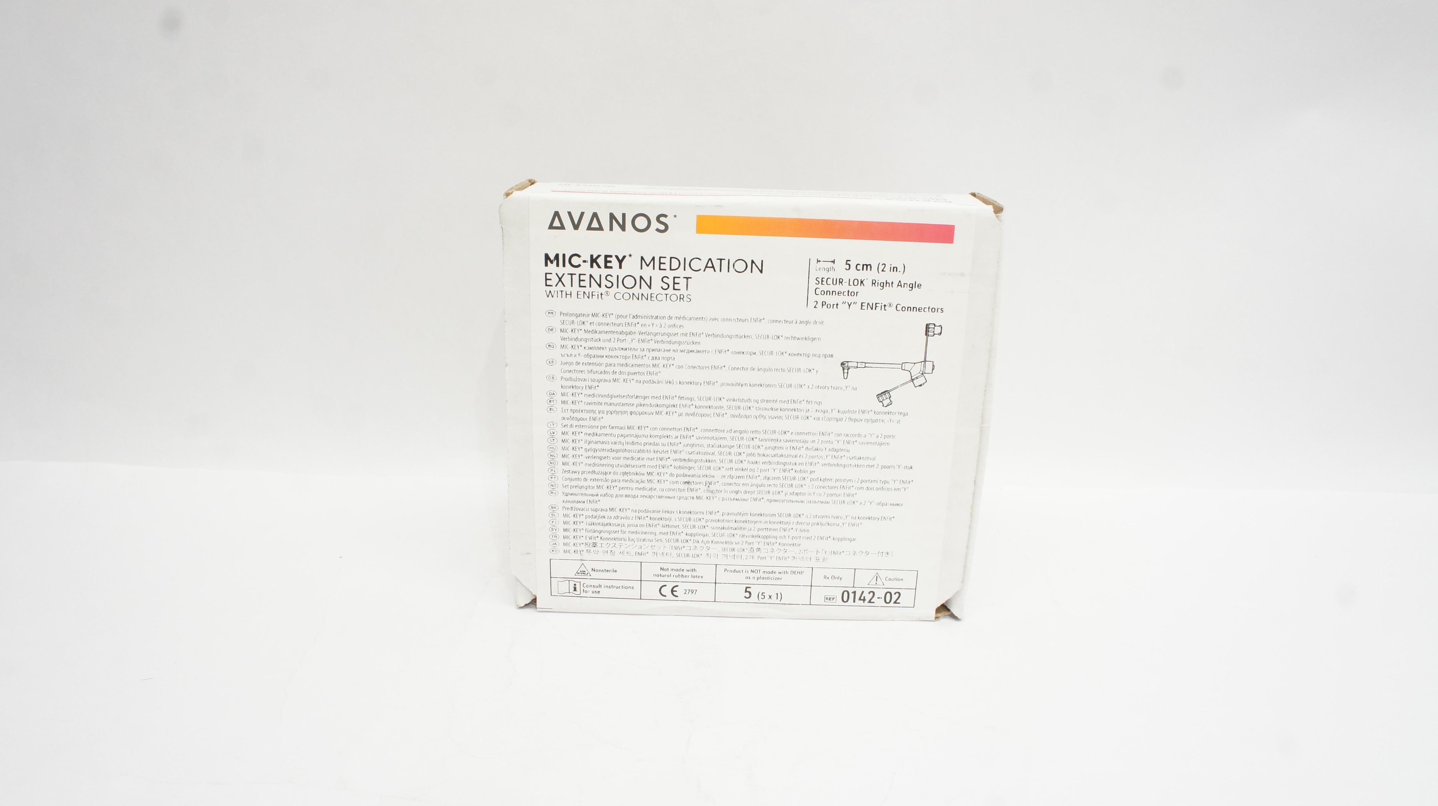 Avanos 0142-02 Mic-Key Medication Extension Set w/ENFit Connection 2inch-Box of 5