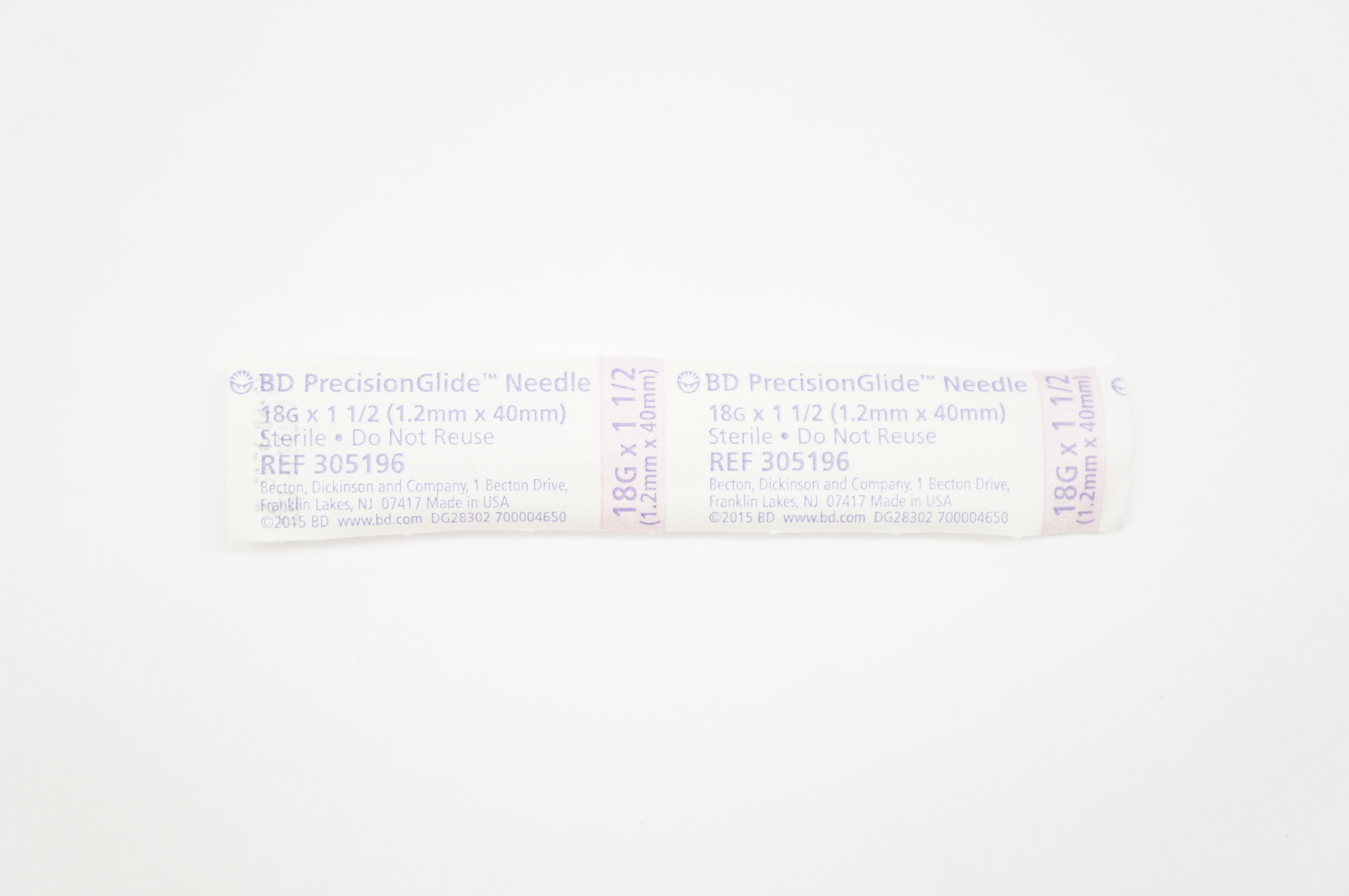 BD 305196 PrecisionGlide Ndle 18G x 1-1/2inch
