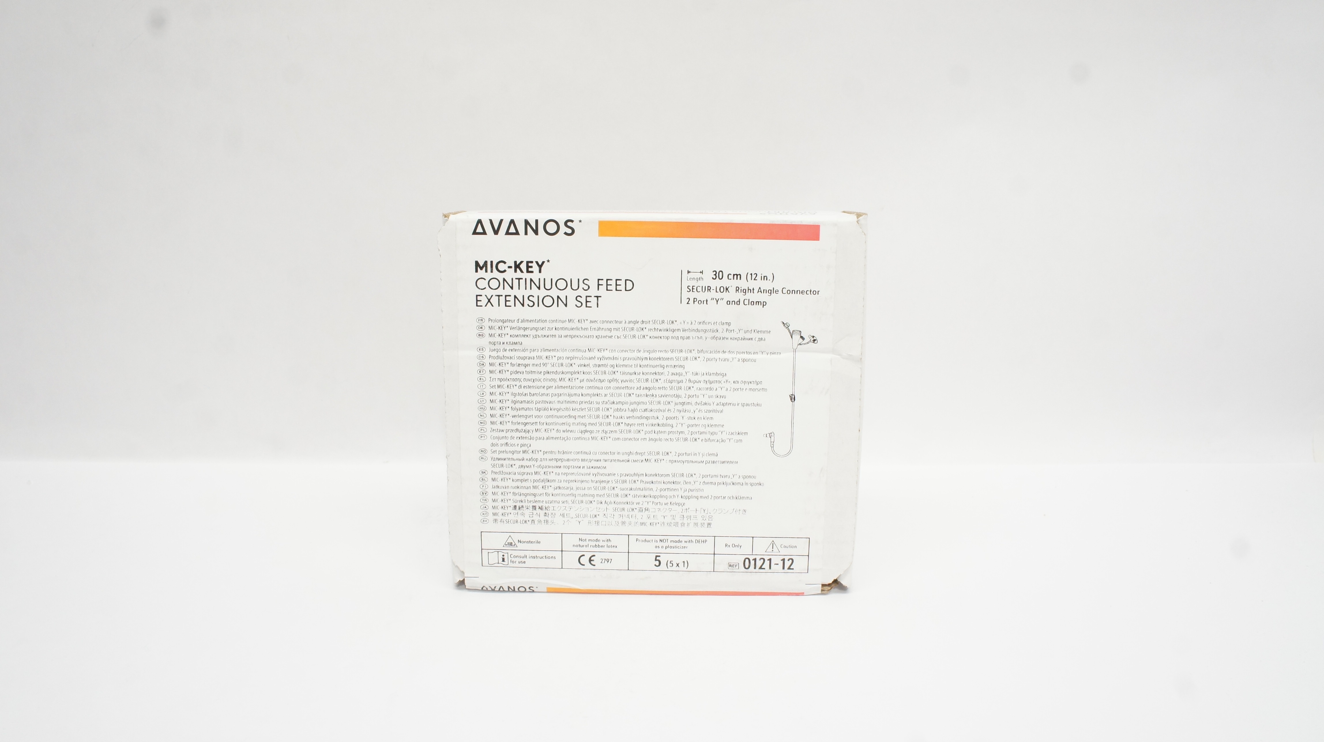 Avanos 0121-12 Mic-Key Continuous Feed Extension Set 12inch - Box of 5