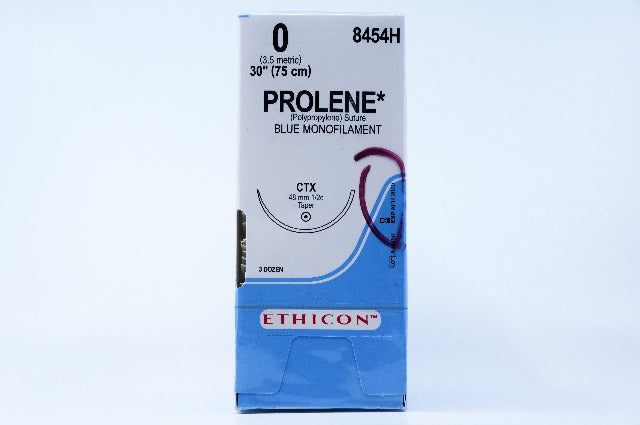 Ethicon 8454H 0 PROLENE, CTX, 48mm 1/2c Taper, 30inch ~ Pack of 36