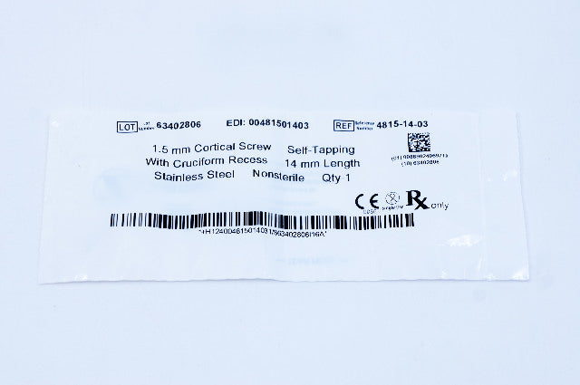 Zimmer 4815-14-03 1.5mm Cortical Screw, Self-Tapping, 14mm Length