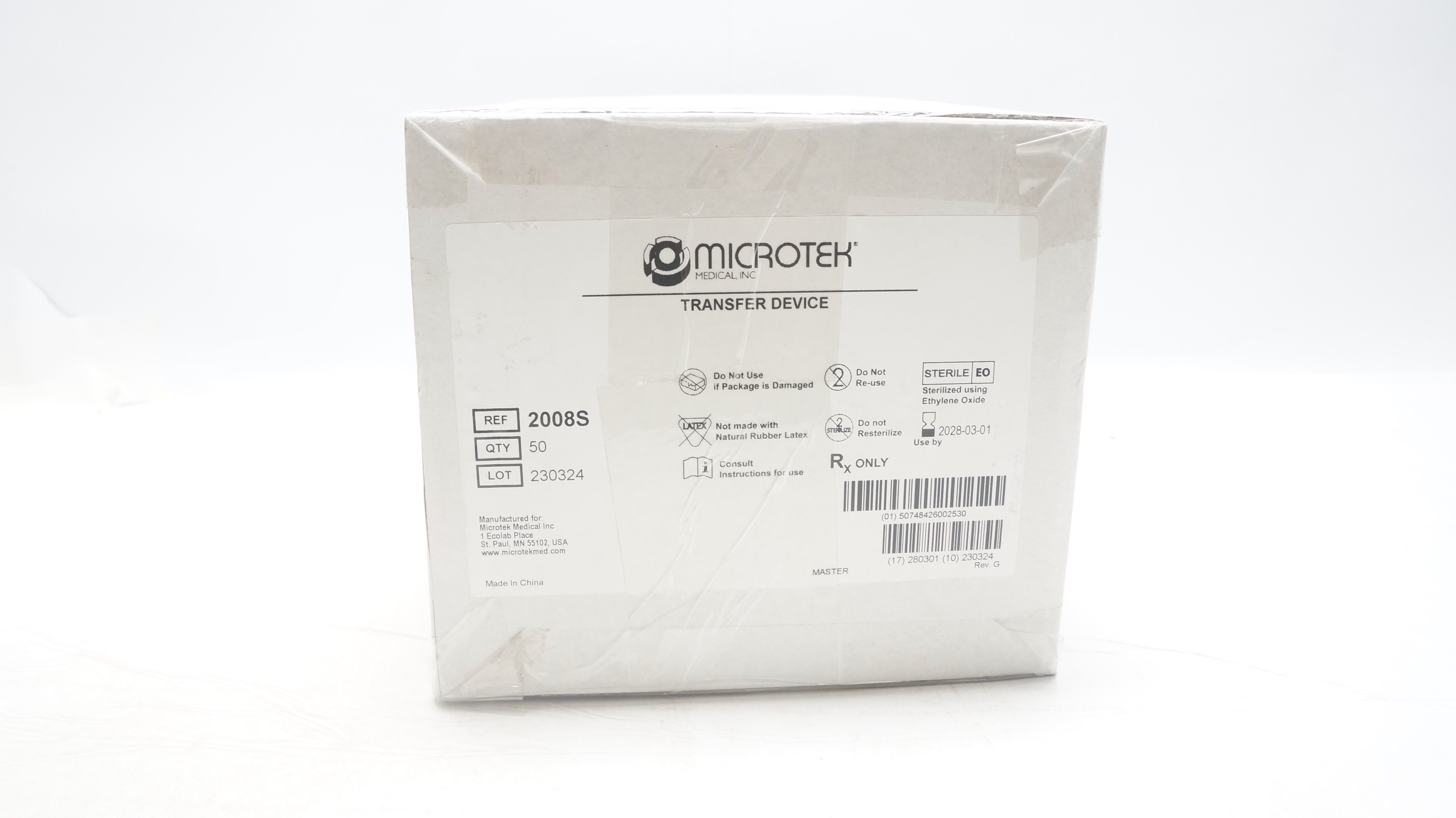 Microtek 2008S Ecolab Transfer Device - Box of 50
