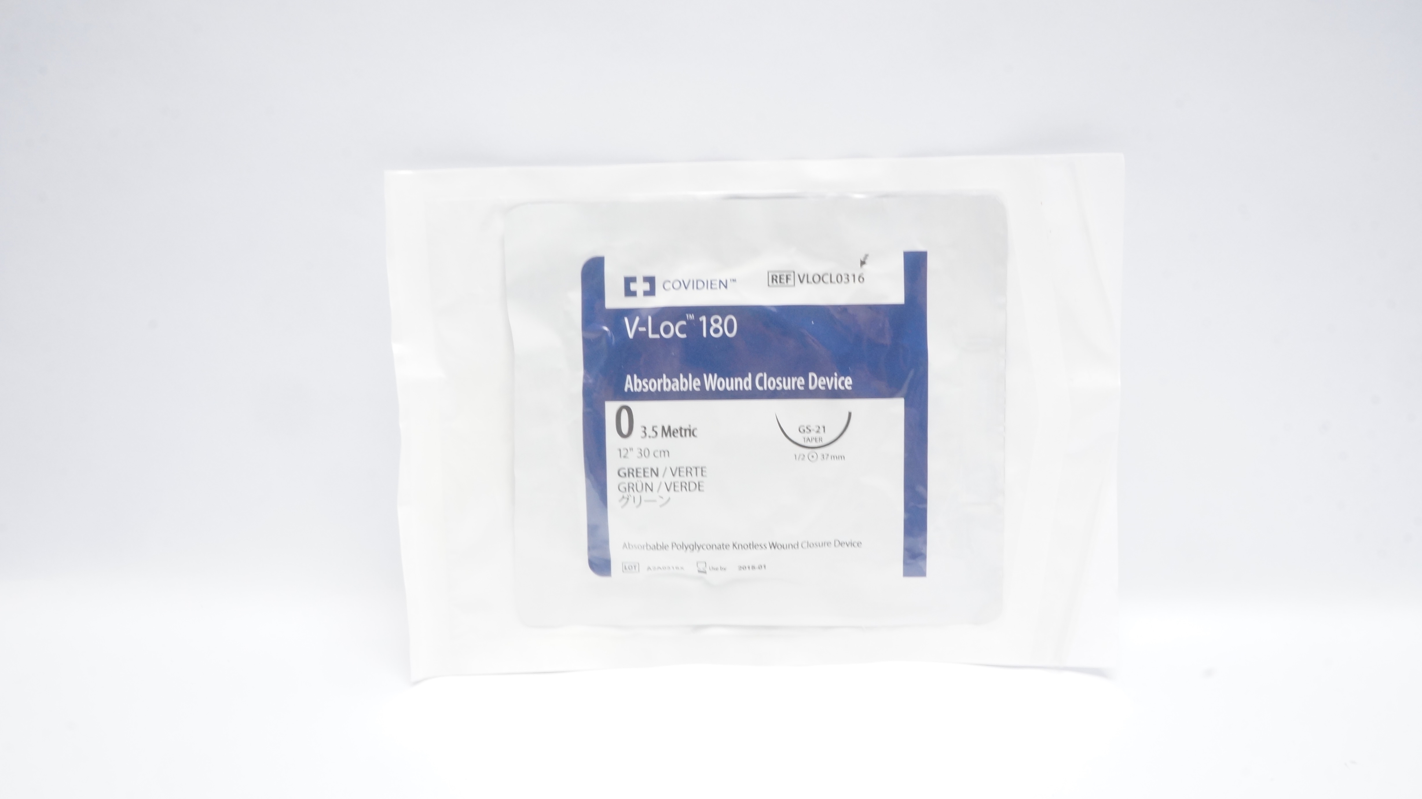 Covidien VLOCL0316 0 V-Loc 180 Wound Closure GS-21 1/2c 37mm Taper 12inch (x)