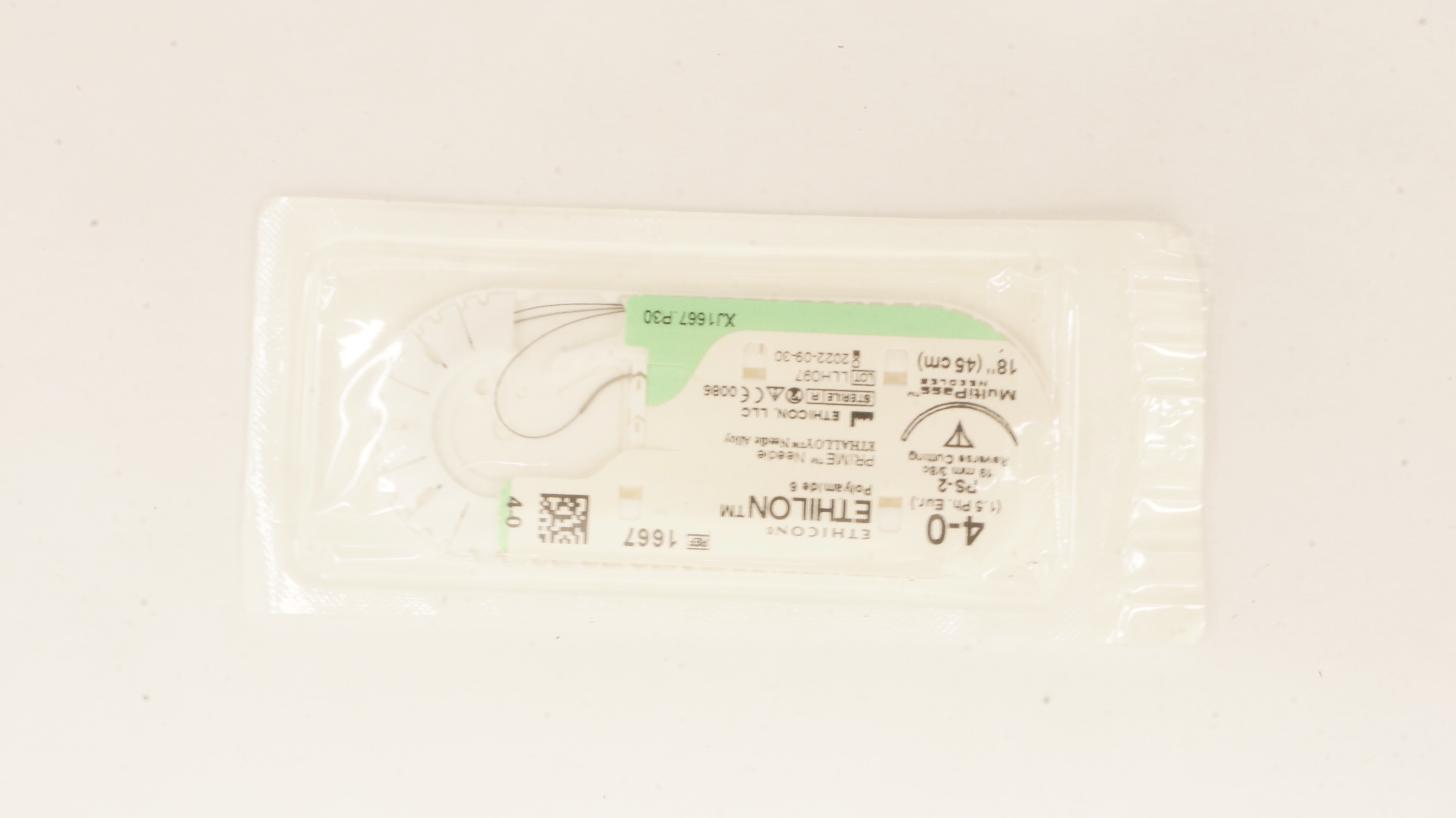 Ethicon 1667 4-0 Ethilon PS-2, 19mm 3/8c Reverse Cutting, 18inch