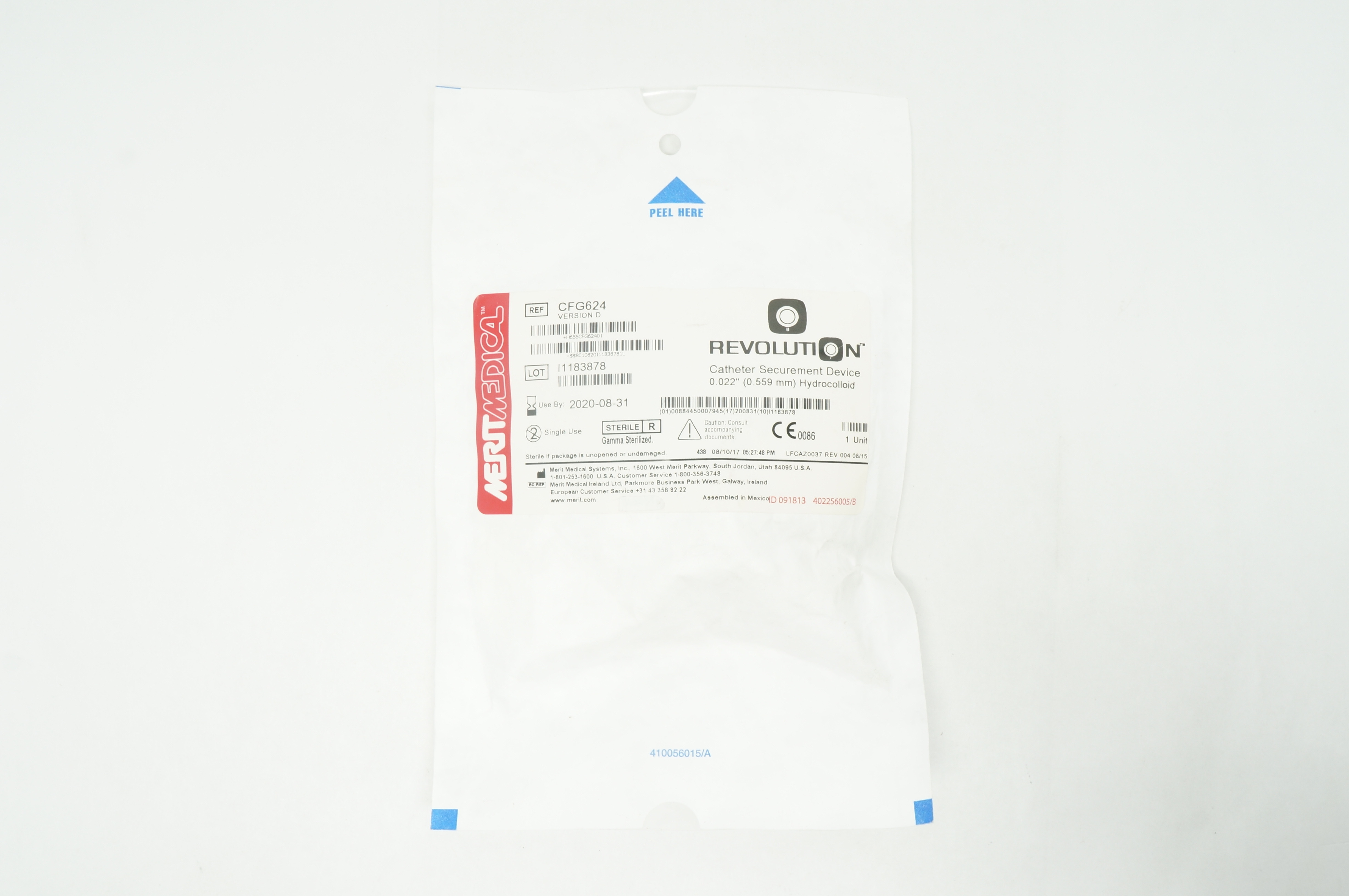 Merit Medical CFG624 Revolution Cath. Securement Device Hydrocolloid 0.022in (x)