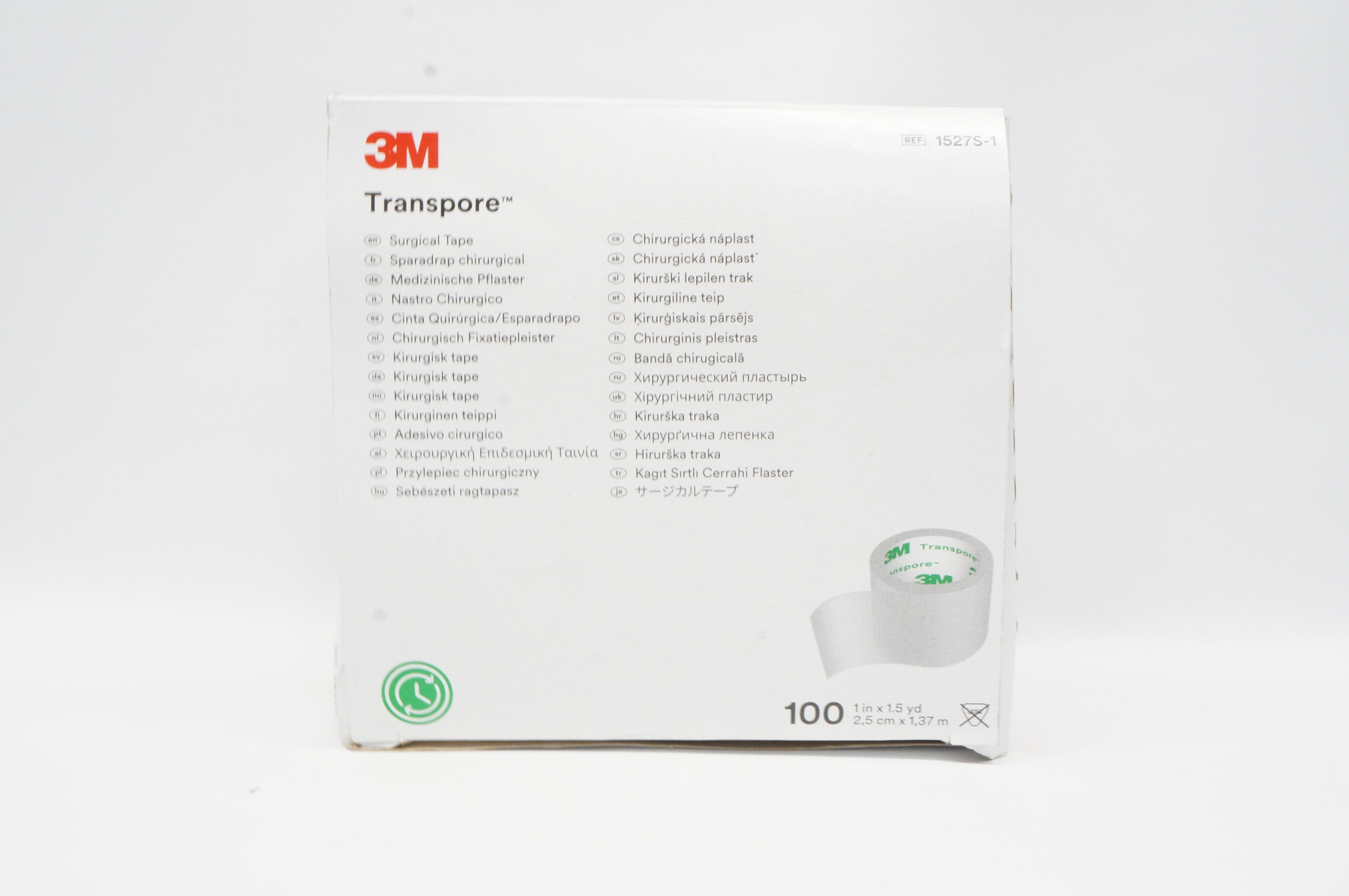 3M 1527S-1 Transpore Surgical Tape 1in x 1.5yd ~ Box of 83