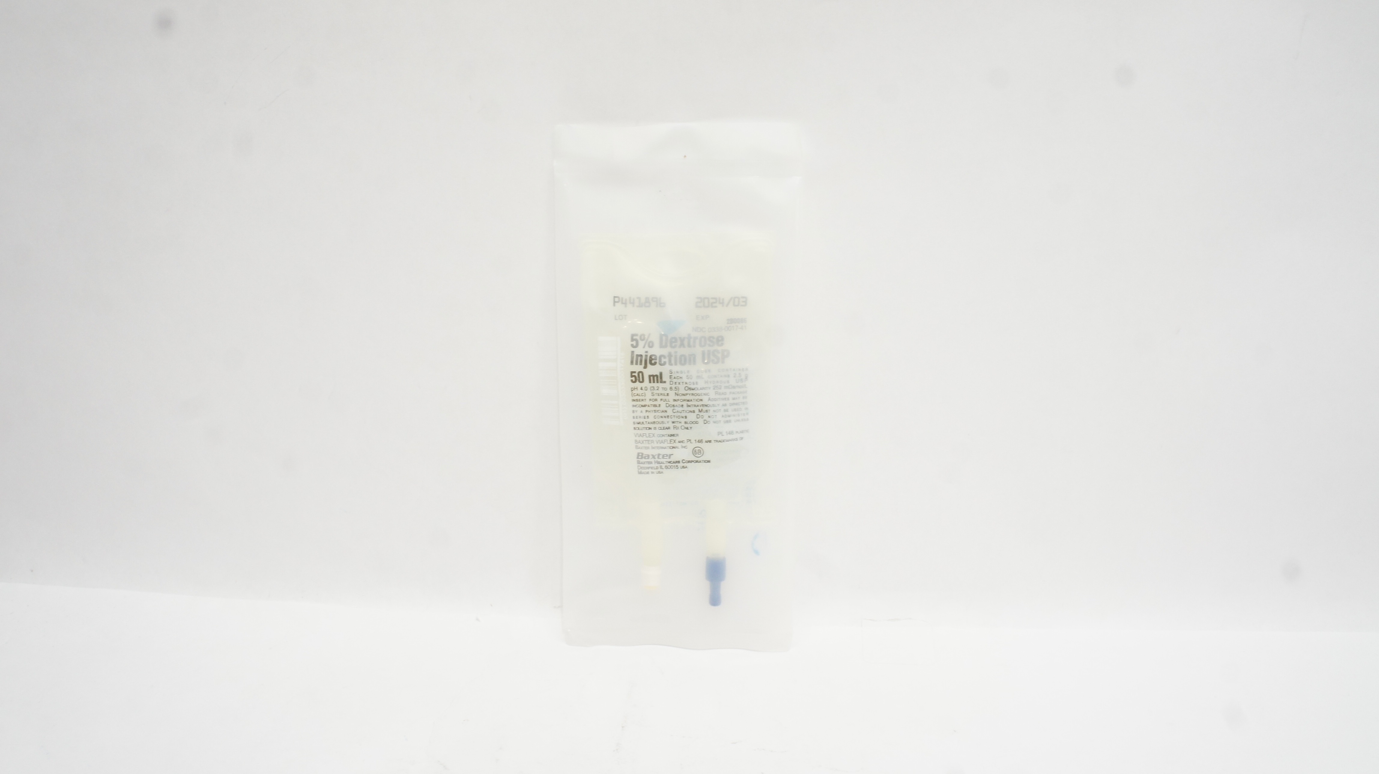 Baxter 2B0086 Viaflex 5% Dextrose Injection USP 50 ml