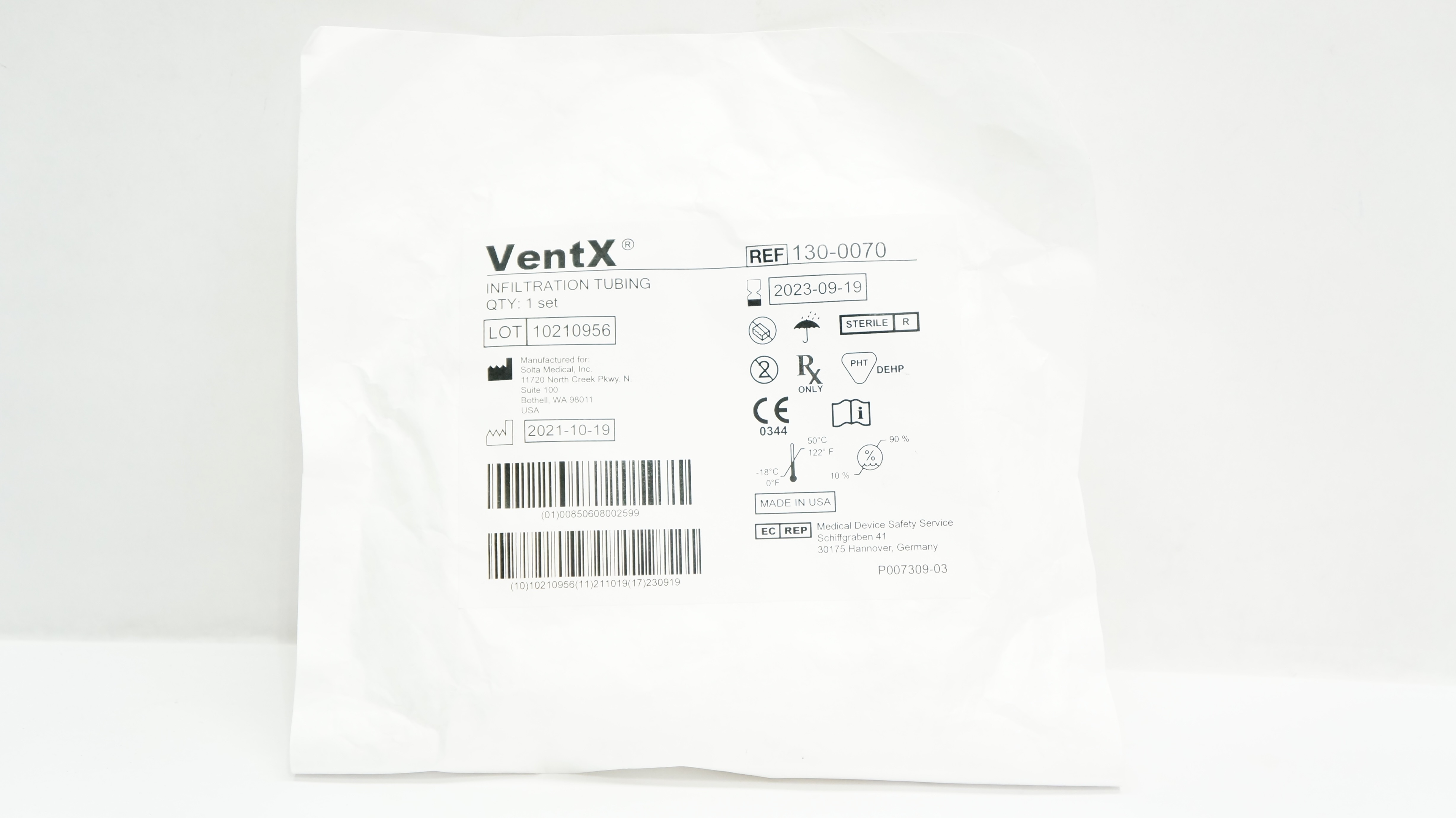 Solta Medical 130-0070 VentX Infiltration Tubing