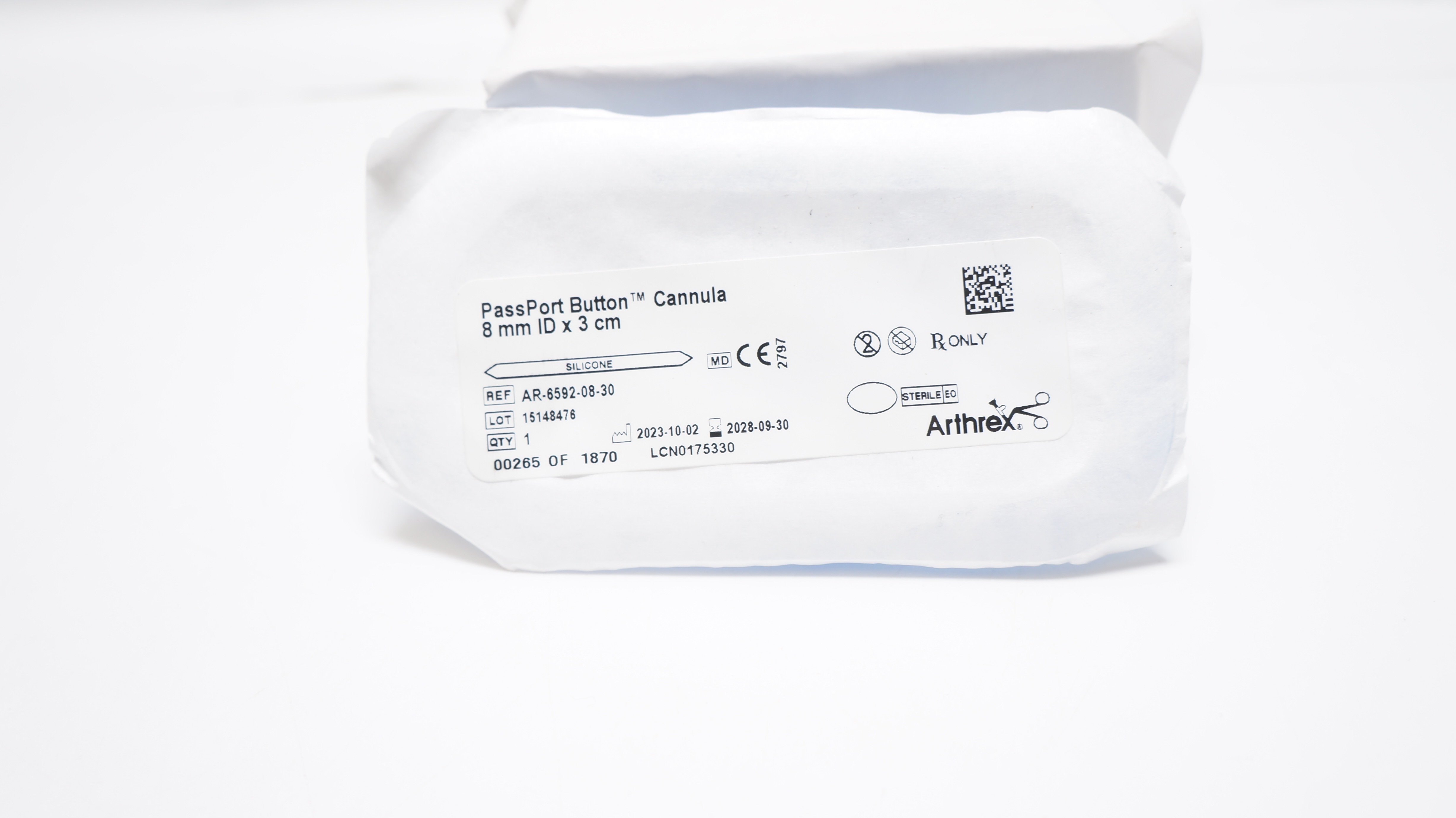 Arthrex AR-6592-08-30 PassPort Button Cannula 8mm ID x 3cm