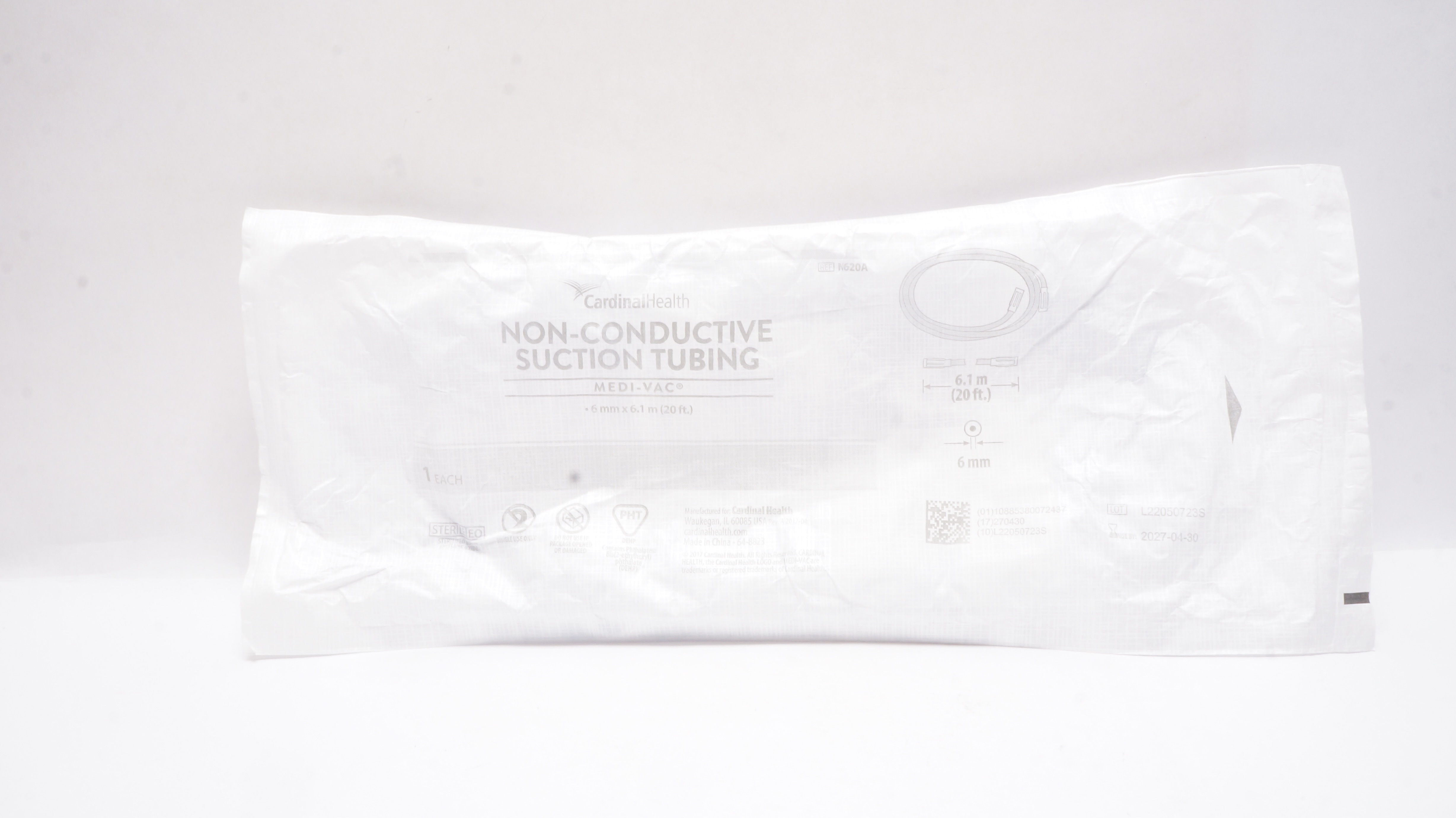 Cardinal Health N620A Non-Conductive Suction Tubing 20ft