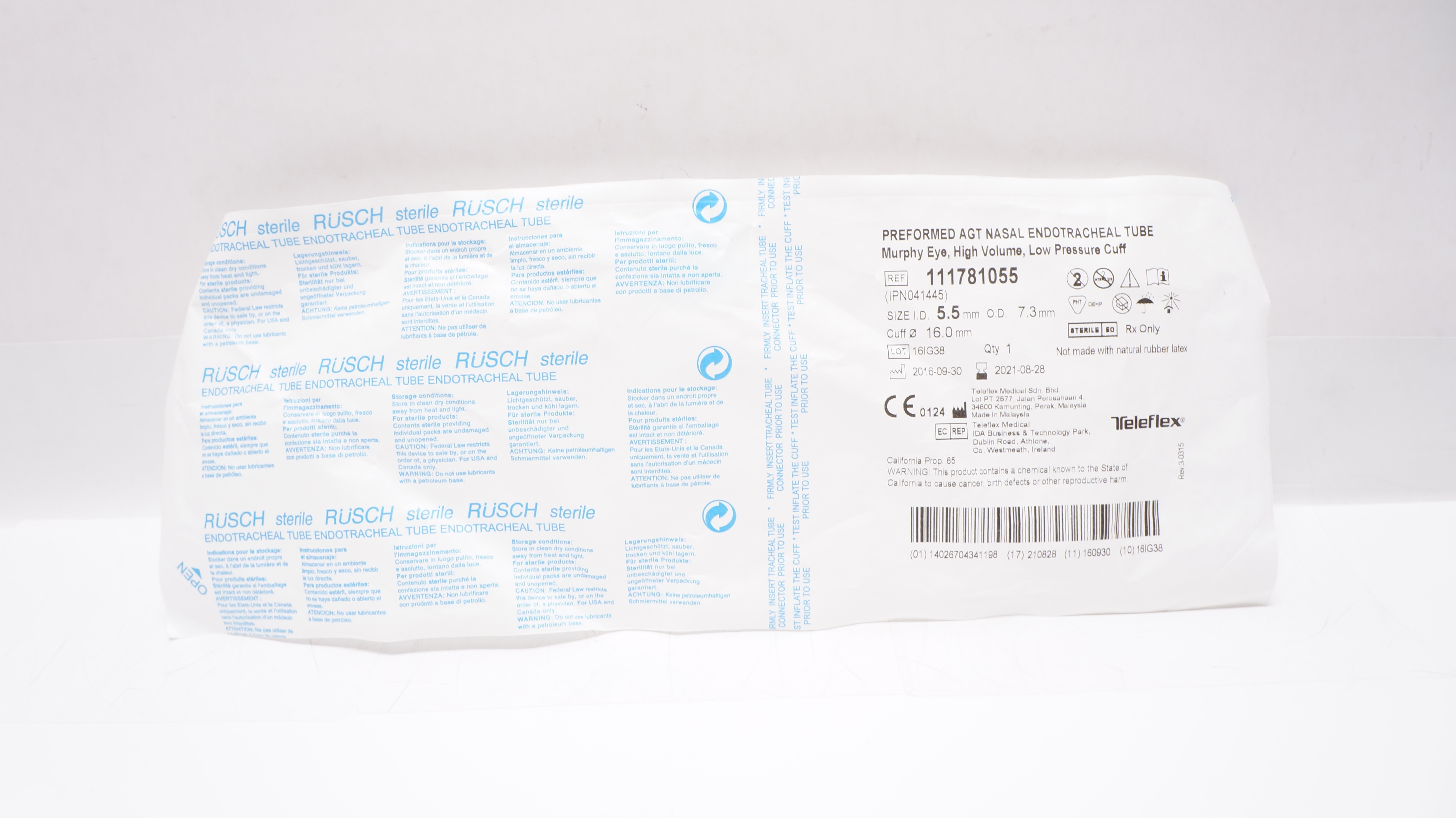 Teleflex 111781055 Preformed AGT Nasal Endotracheal Tube 5.5 (x)