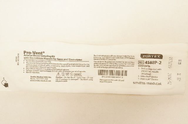 Smiths Medical 4588P-2 Portex Pro-Vent Arterial Blood Sampling Kit (x)
