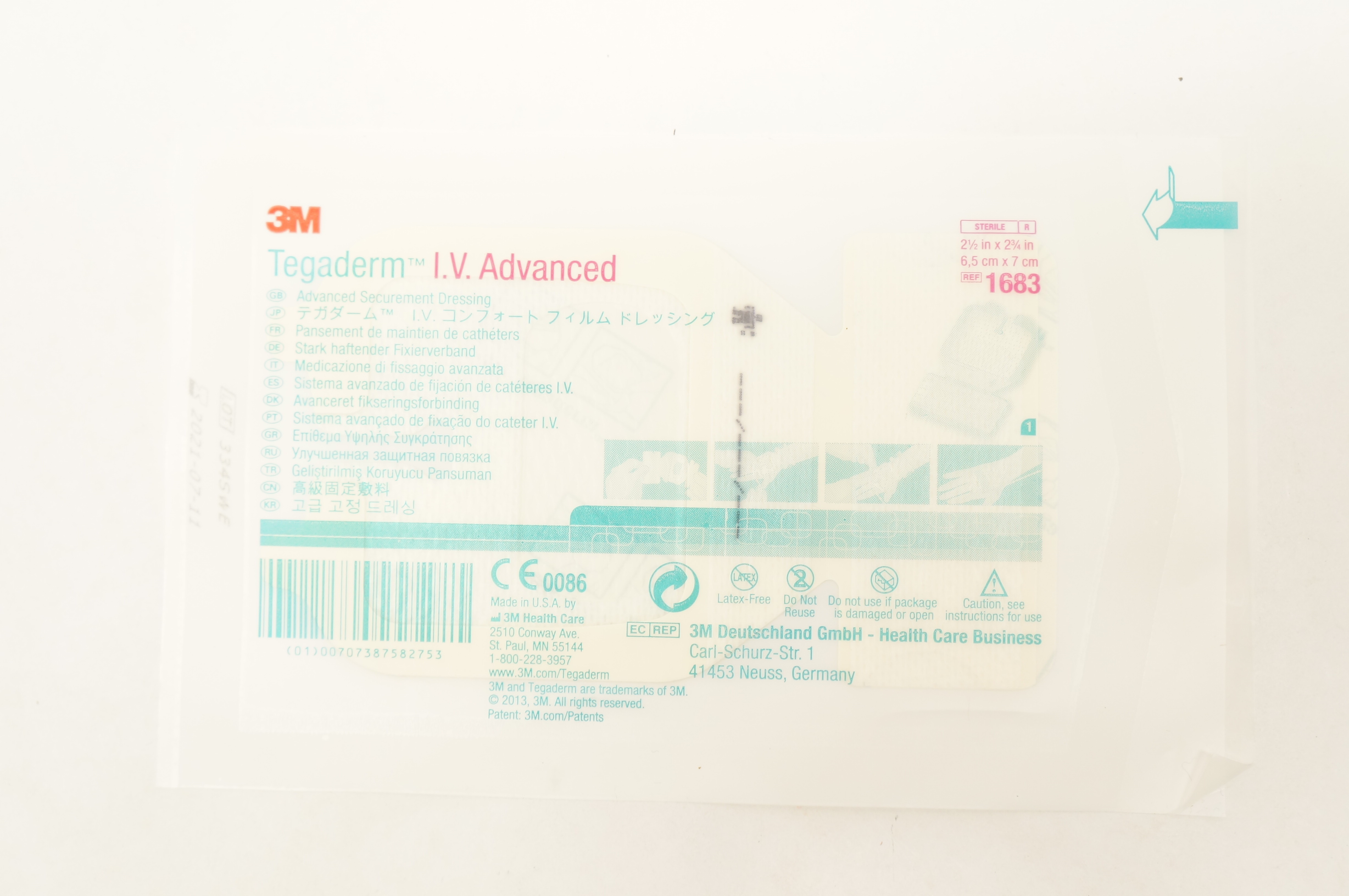 3M 1683 Tegaderm I.V. Advanced Securement Dressing 2-1/2inch x 2-3/4 inch (x)