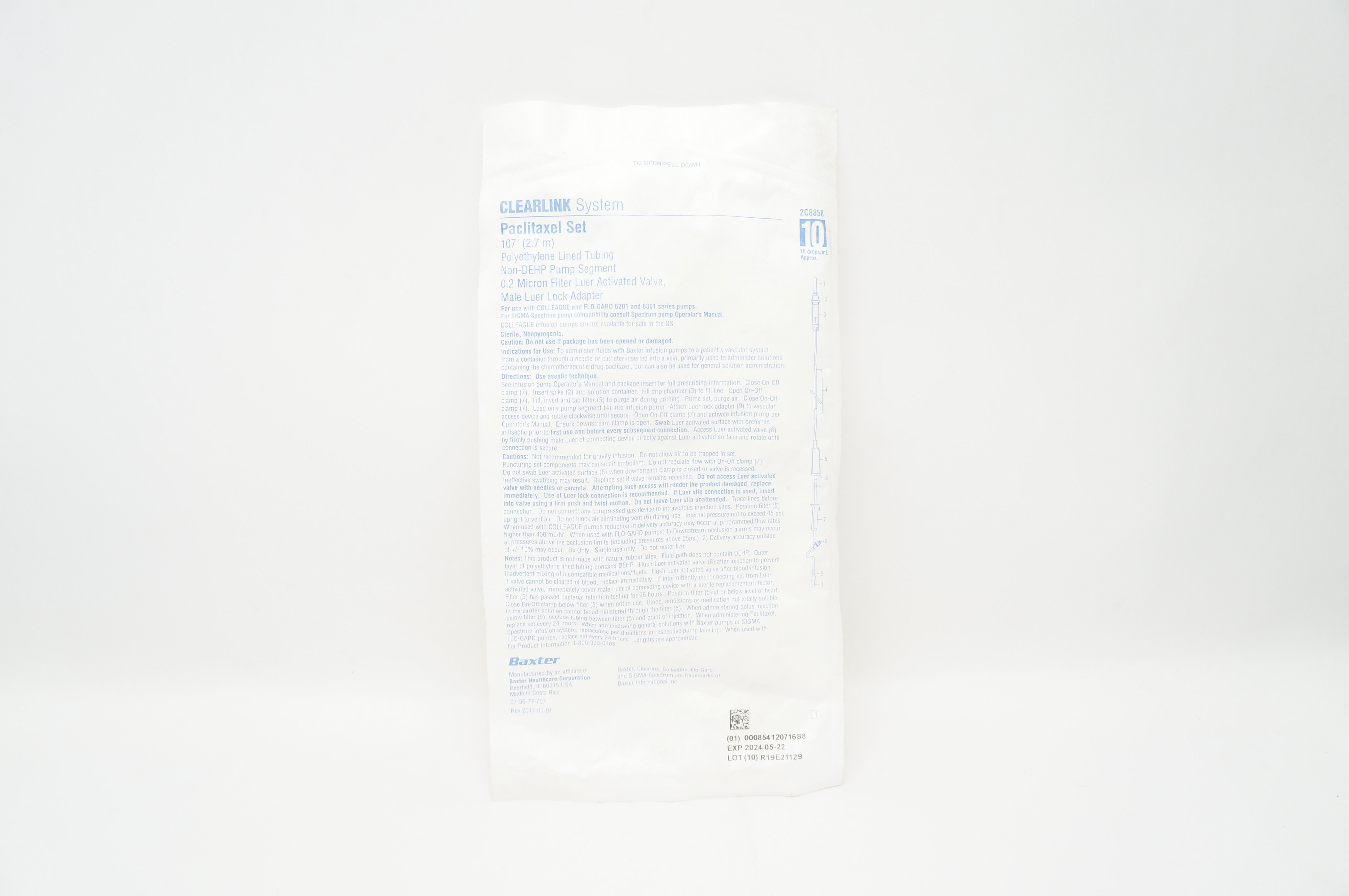 Baxter 2C8858 Clearlink System Paclitaxel Set 107inch