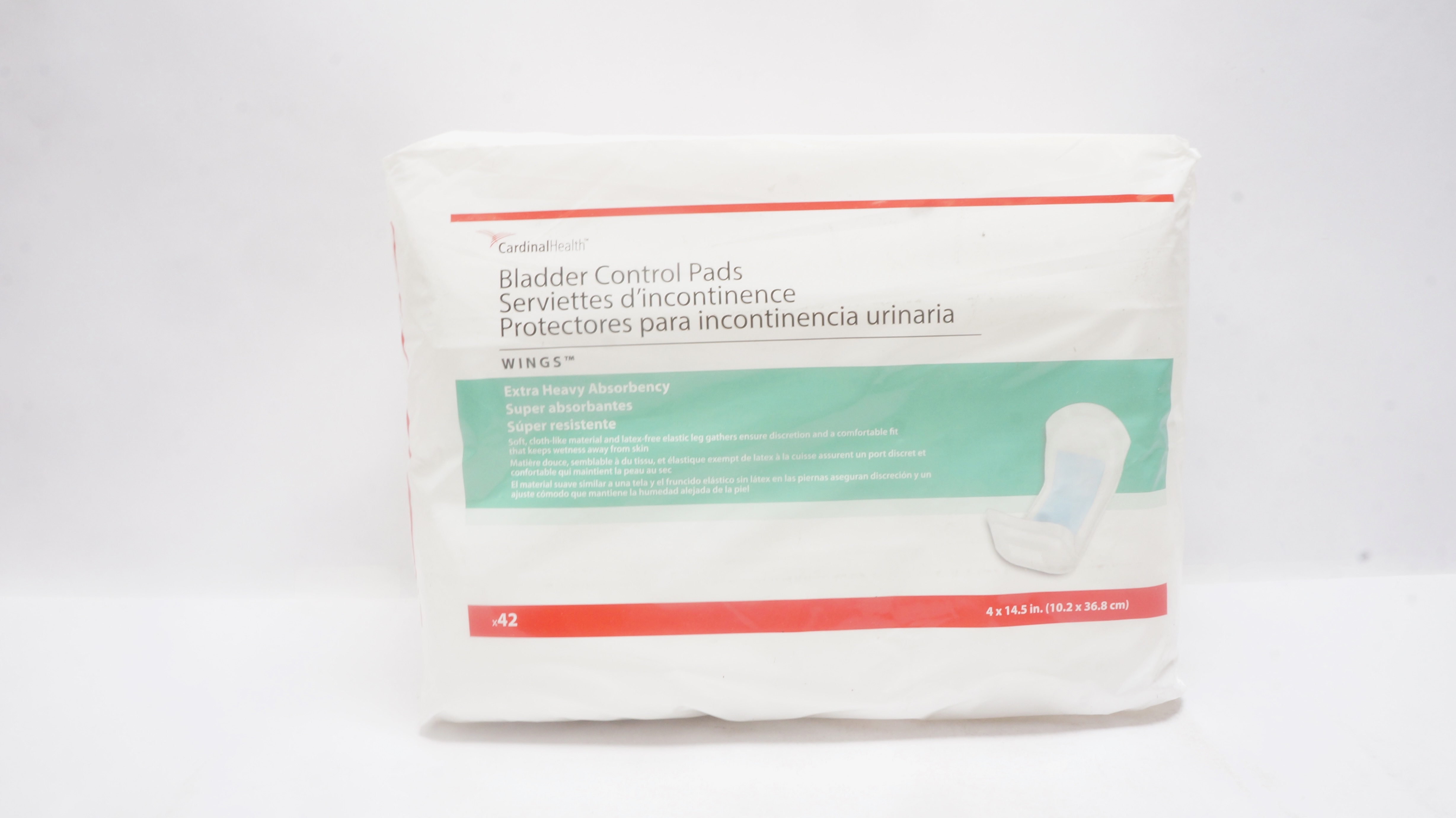 Cardinal Health 1130A Bladder Control Pads Wings Extra Heavy 4x14.5in-Pack of 42